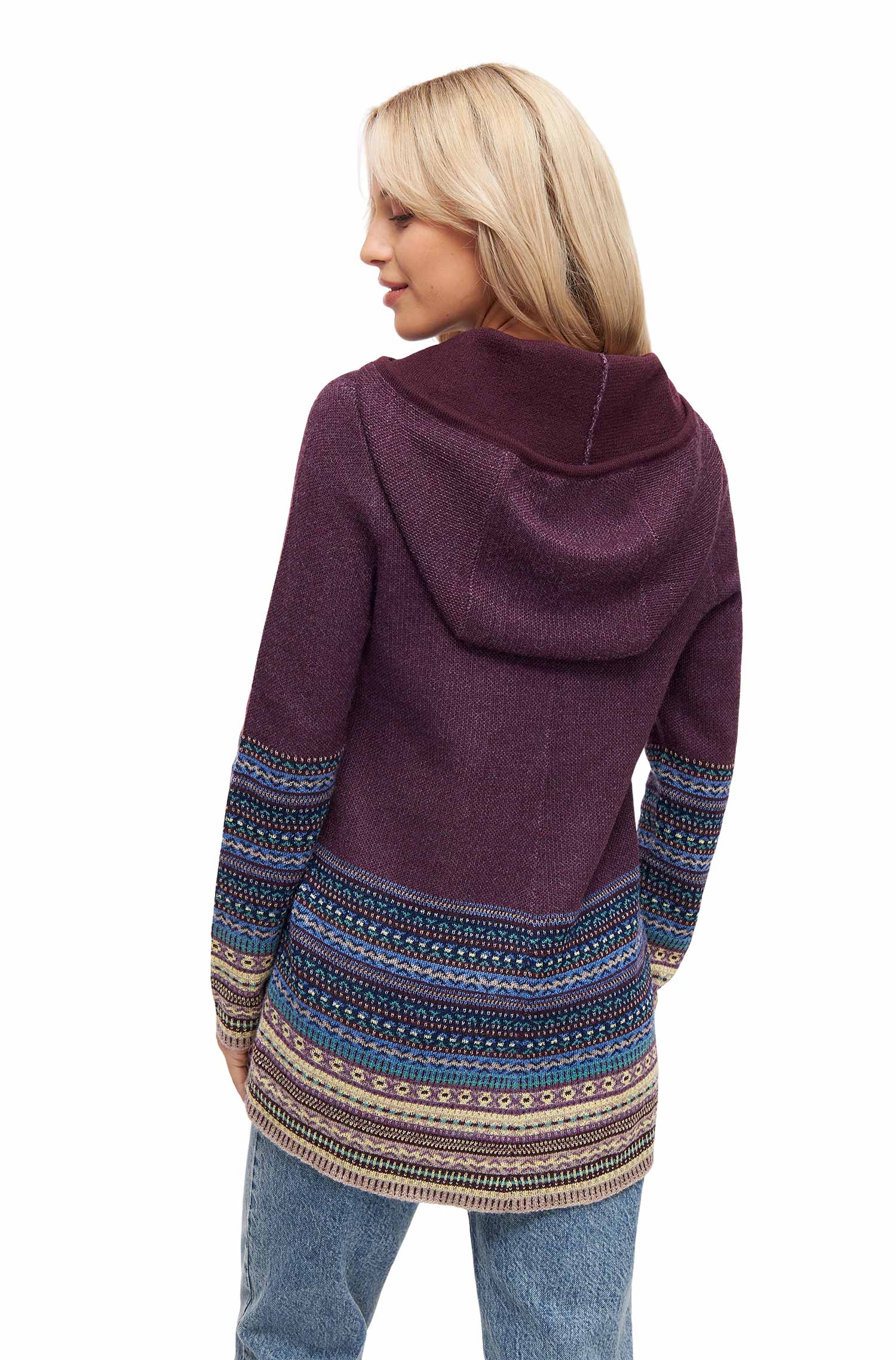 Alpaka Kapuzen Pullover DILAYA aus 100% Baby Alpaka-orchidee