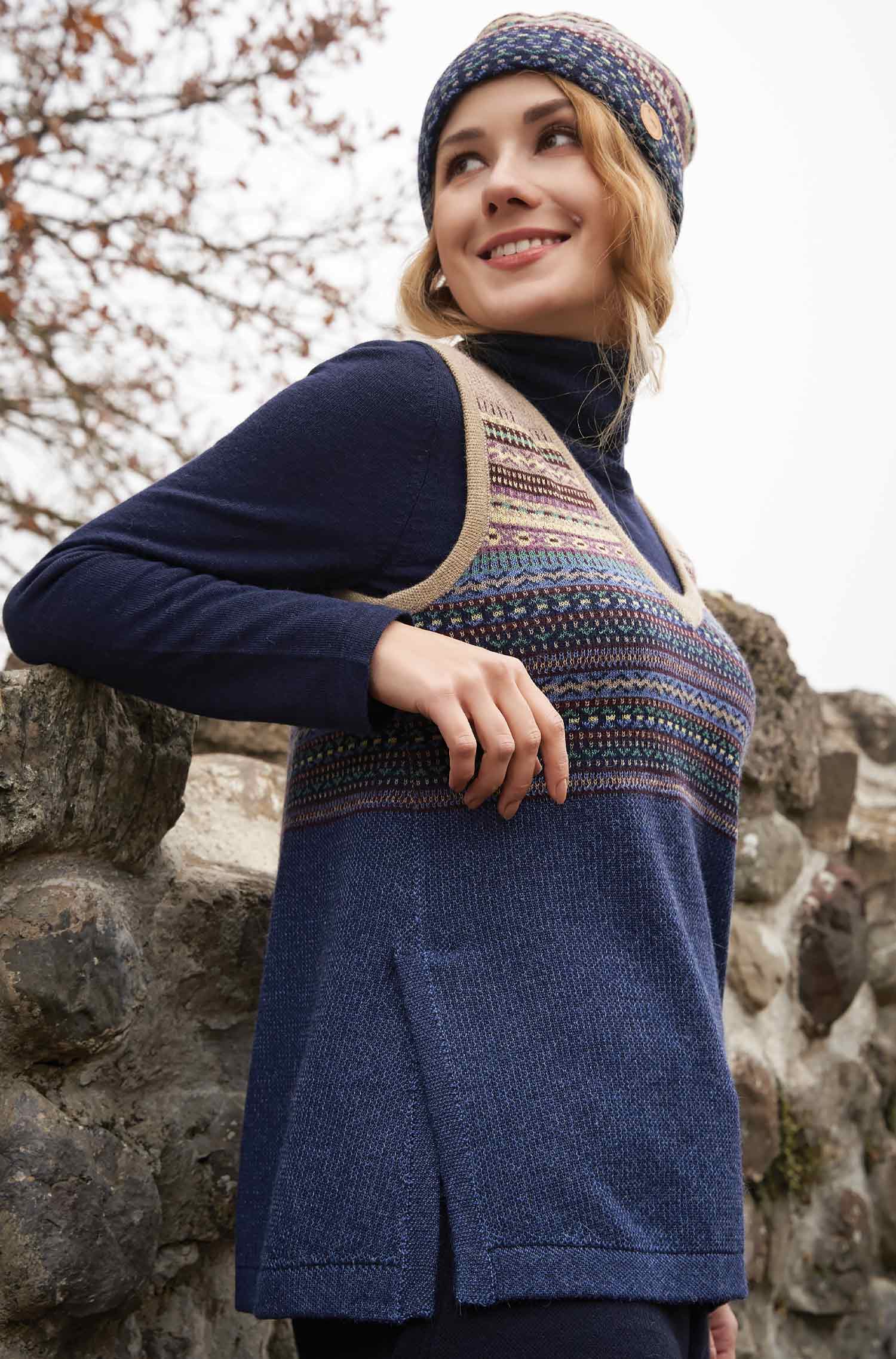 Alpaka Pullunder DILAYA aus 100% Baby Alpaka-multi