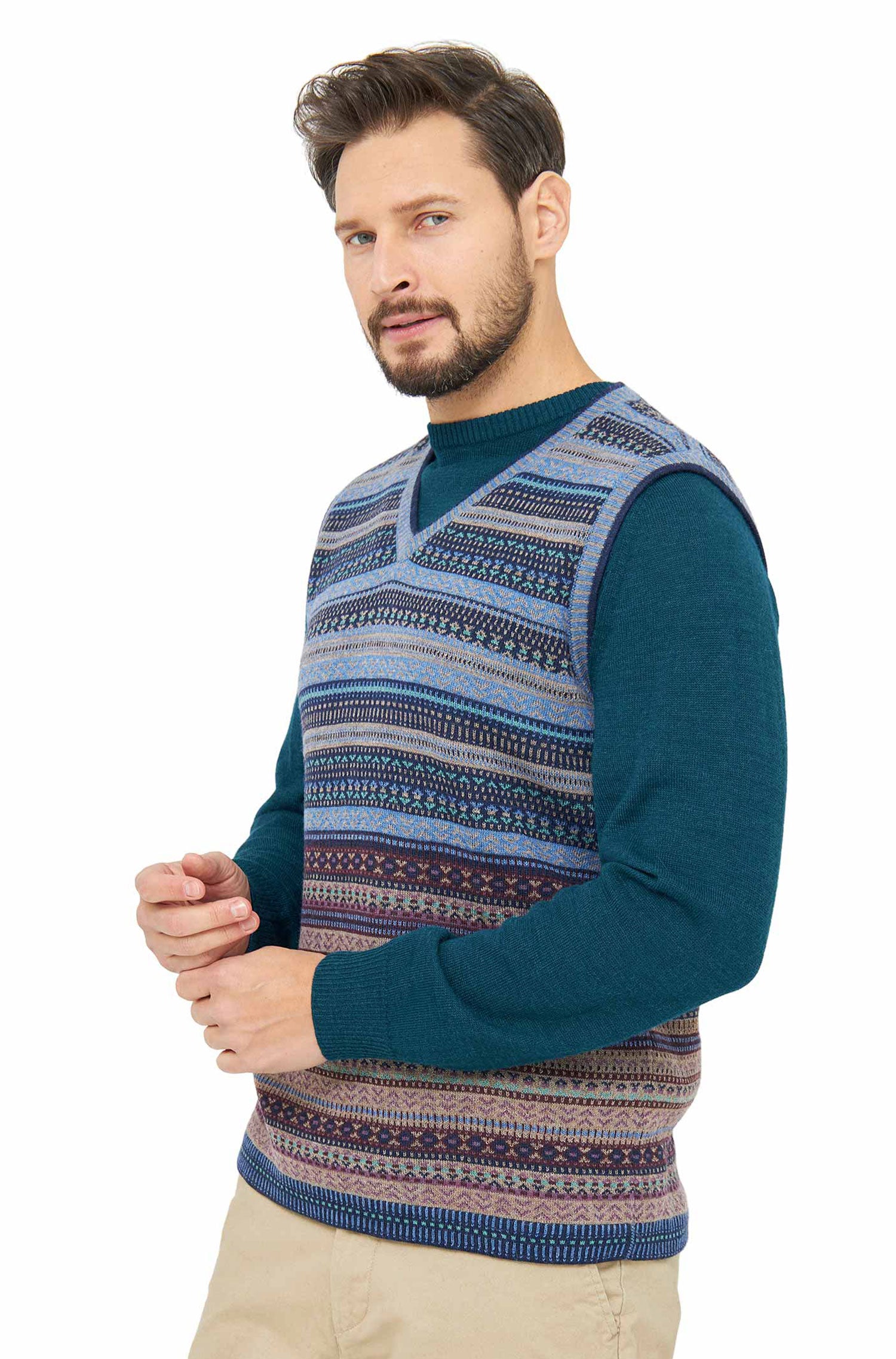 Alpaka Pullunder DARIO aus 100% Baby Alpaka-multi