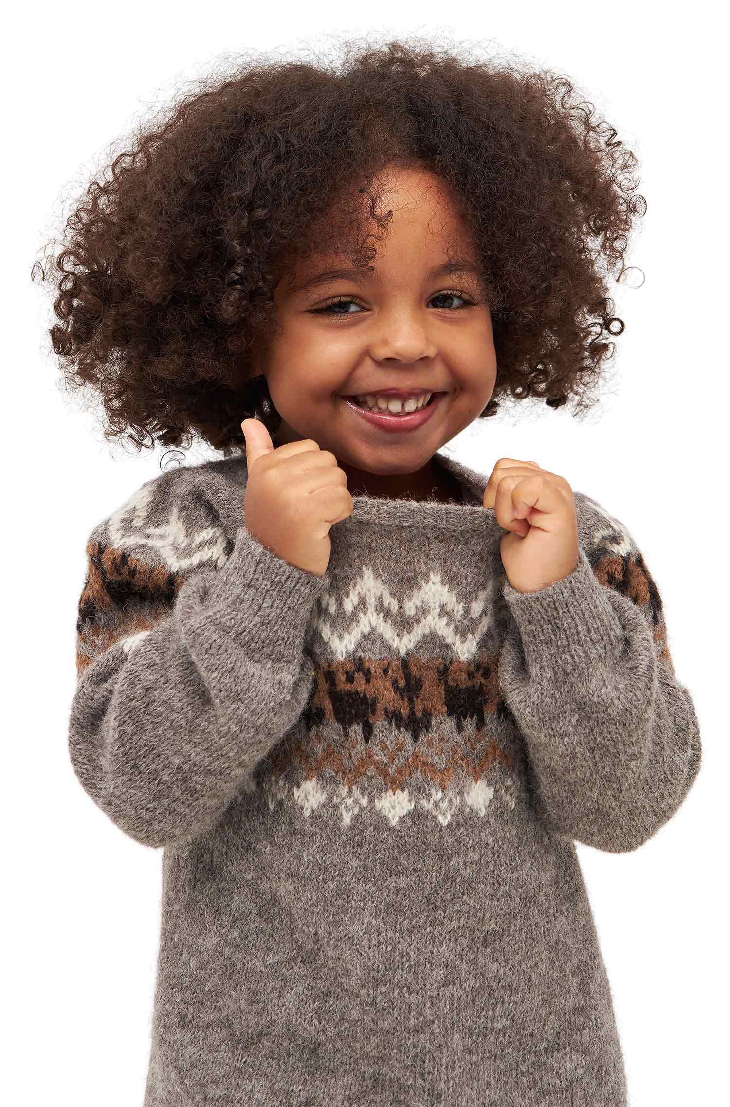 Alpaka Kinder Pullover NATURA aus 100% ungefärbtem Alpaka-anthrazit
