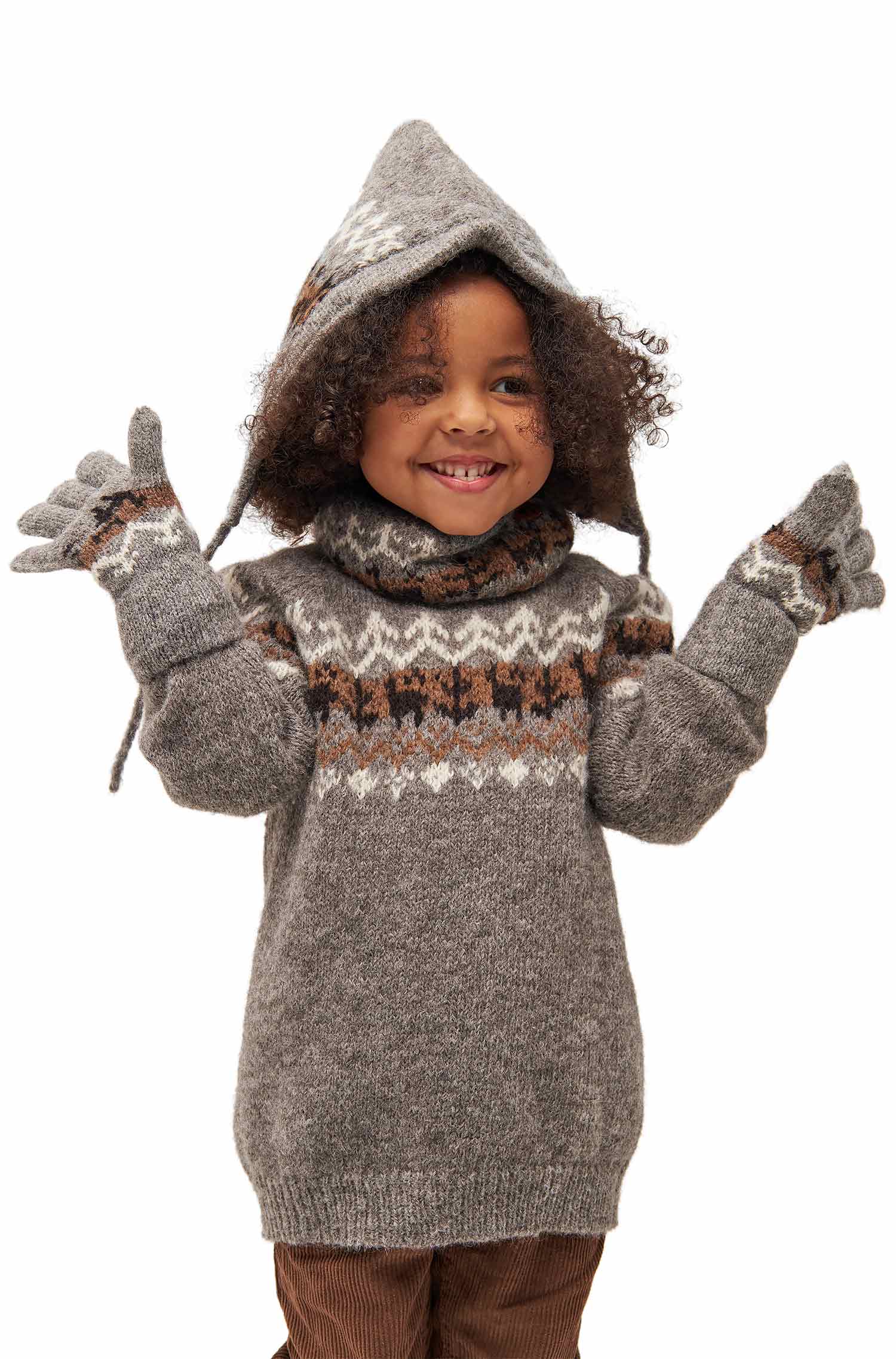 Alpaka Kinder Pullover NATURA aus 100% ungefärbtem Alpaka-anthrazit