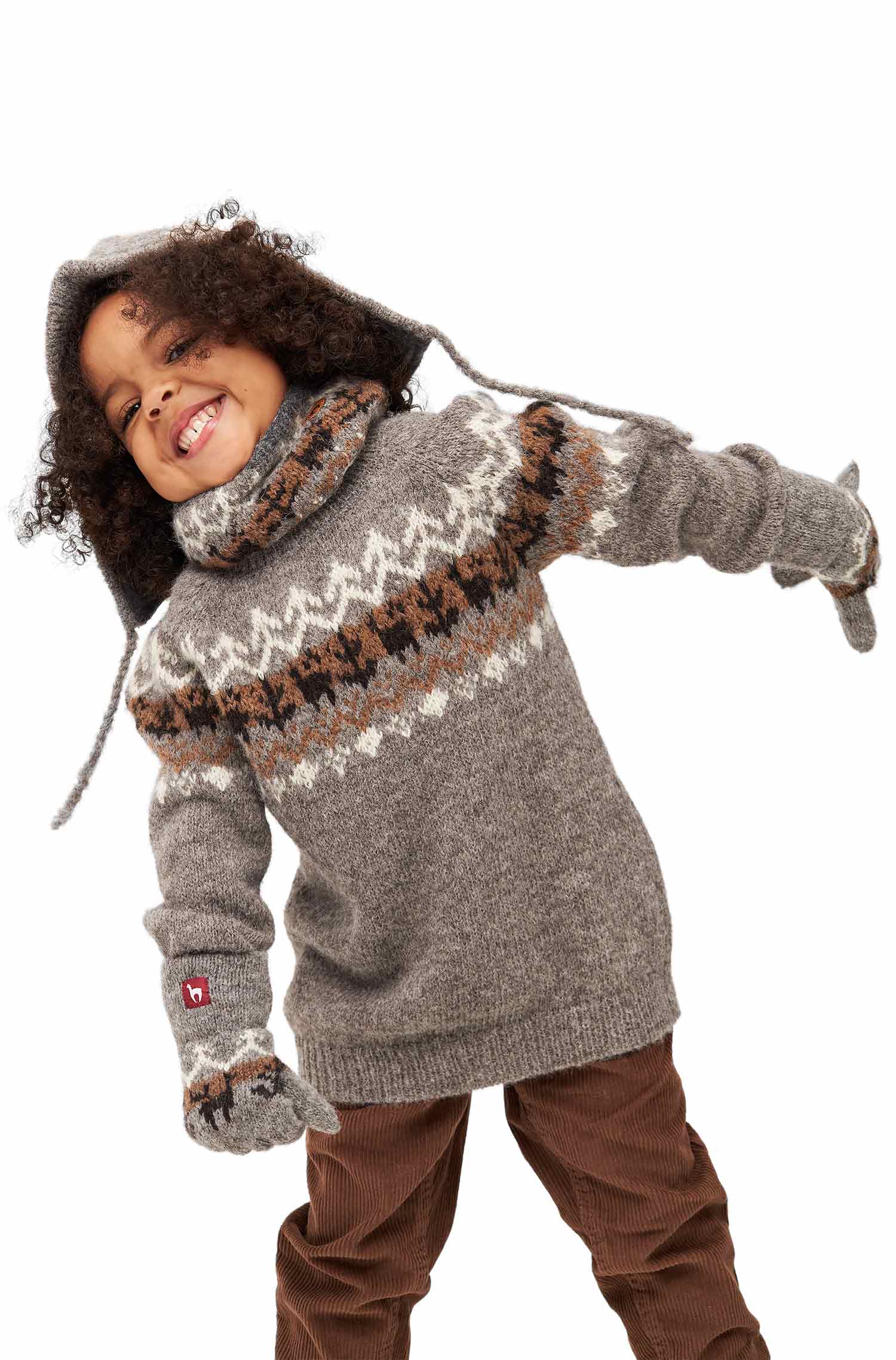 Alpaka Kinder Pullover NATURA aus 100% ungefärbtem Alpaka-anthrazit