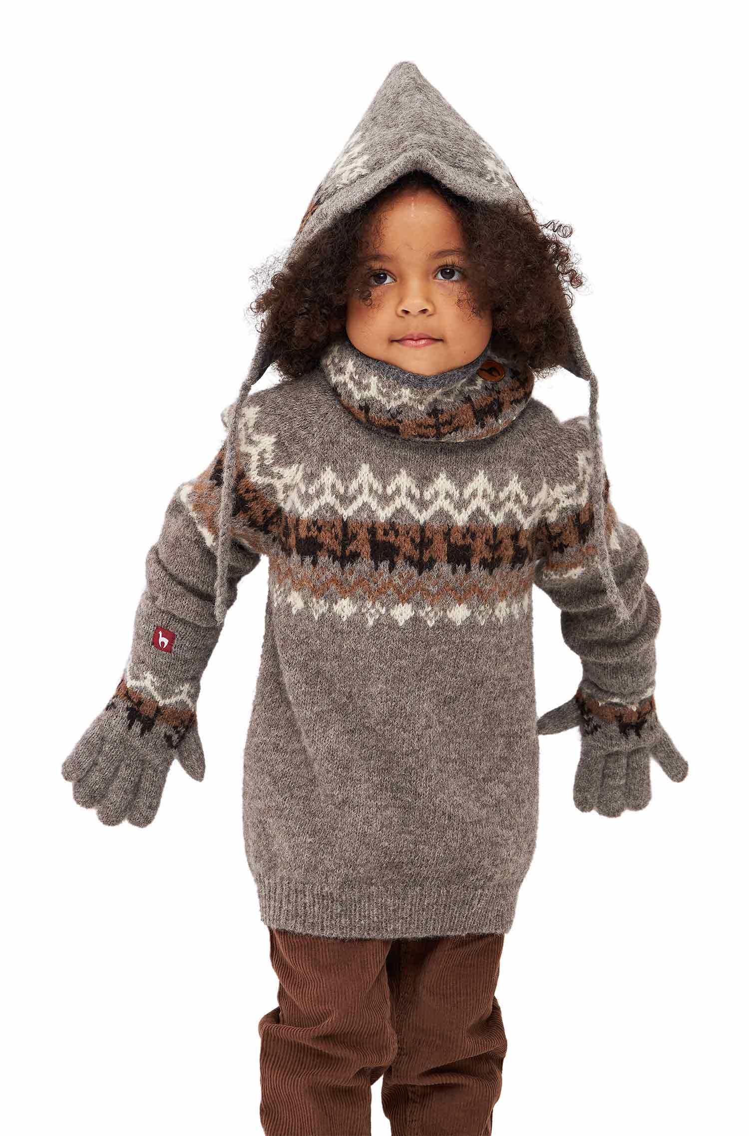 Alpaka Kinder Pullover NATURA aus 100% ungefärbtem Alpaka-anthrazit