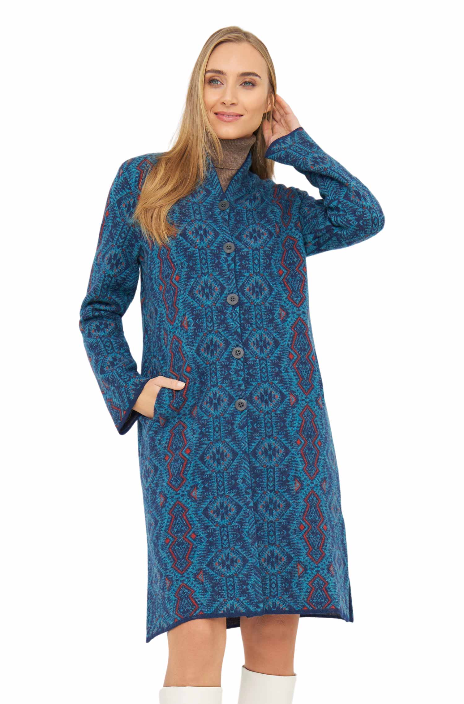 Alpaka Mantel GEOMETRICO aus Alpaka-Wolle-multi