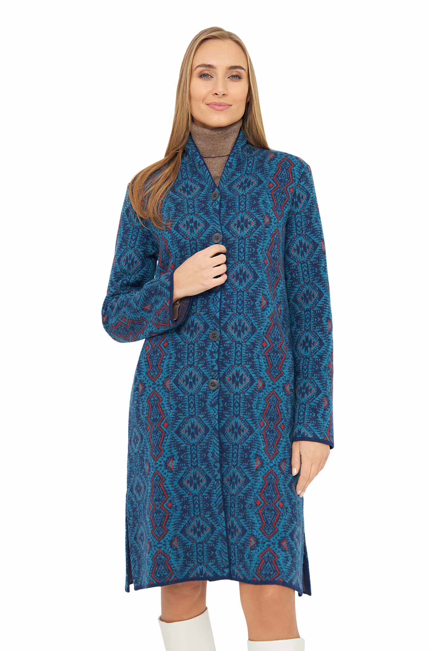 Alpaka Mantel GEOMETRICO aus Alpaka-Wolle-multi