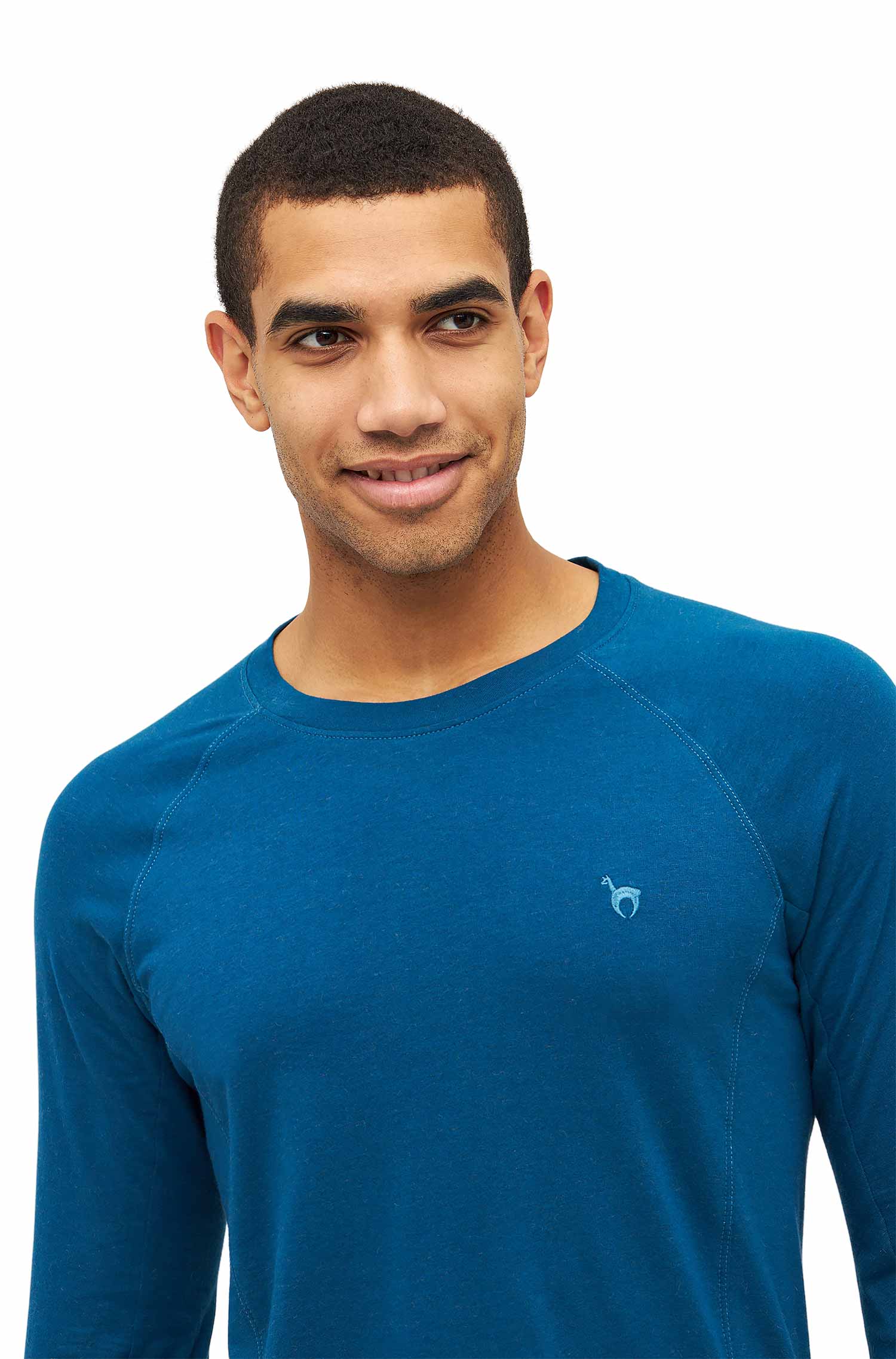 Alpaka Pyjama Herren Oberteil DREAMLINE aus Alpaka-Baumwoll-Mix-midnight blue