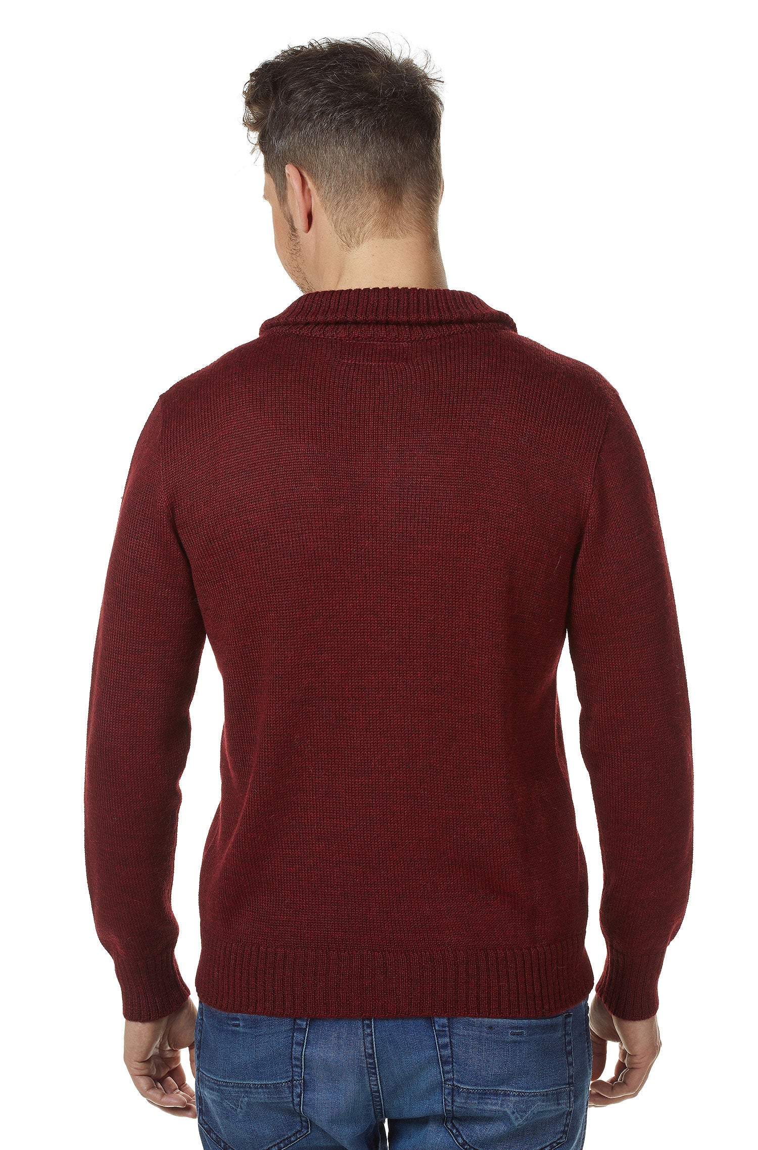 Alpaka Strickjacke RONALDO aus 100% Baby Alpaka-rot