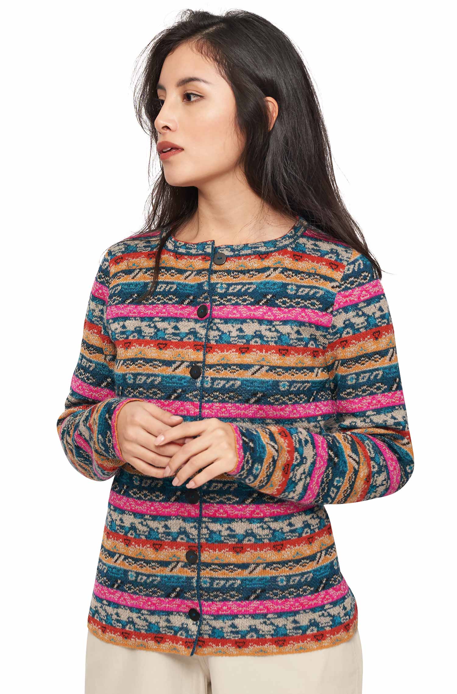 Alpaka Strickjacke TAMIA aus 100% Baby Alpaka-sunrise