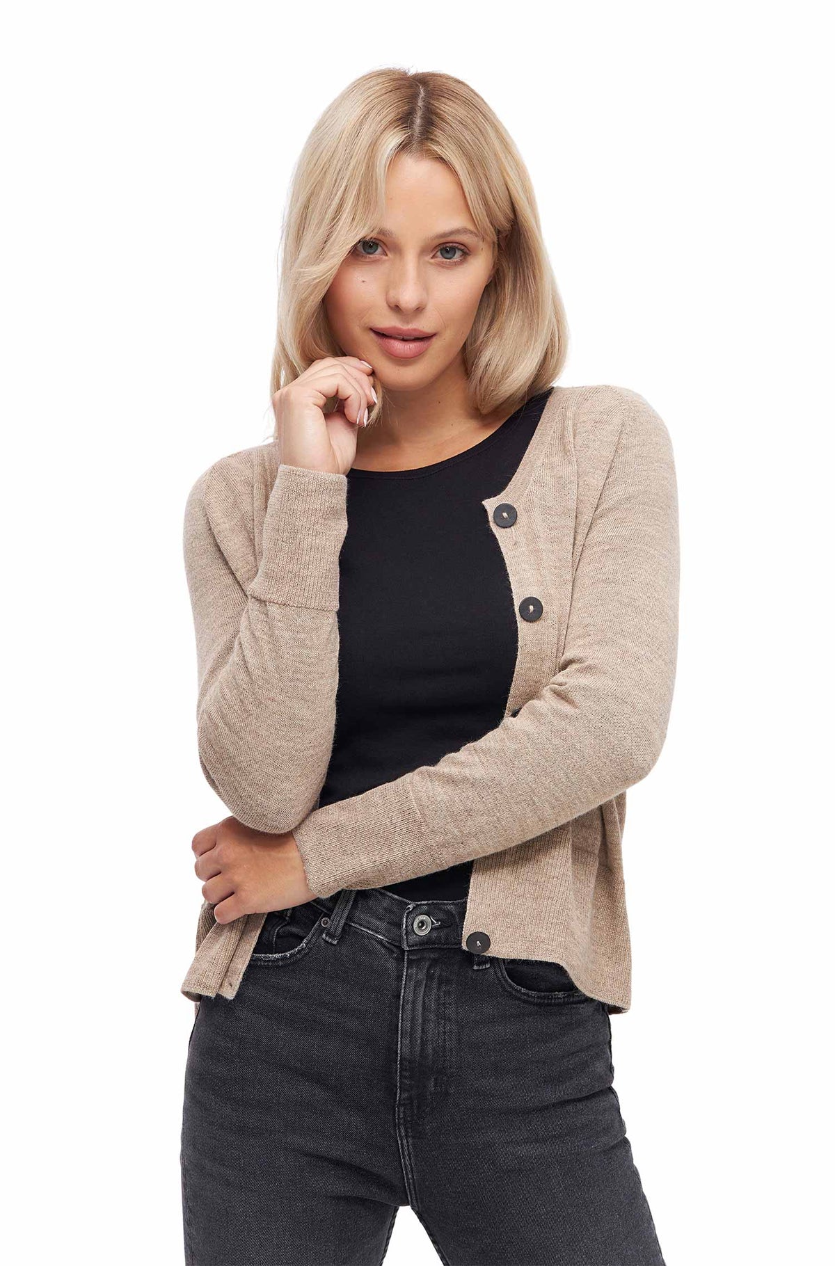 Alpaka Strickjacke ALINA-beige