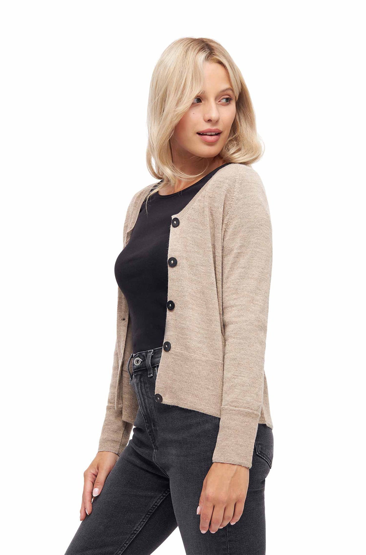 Alpaka Strickjacke ALINA-beige