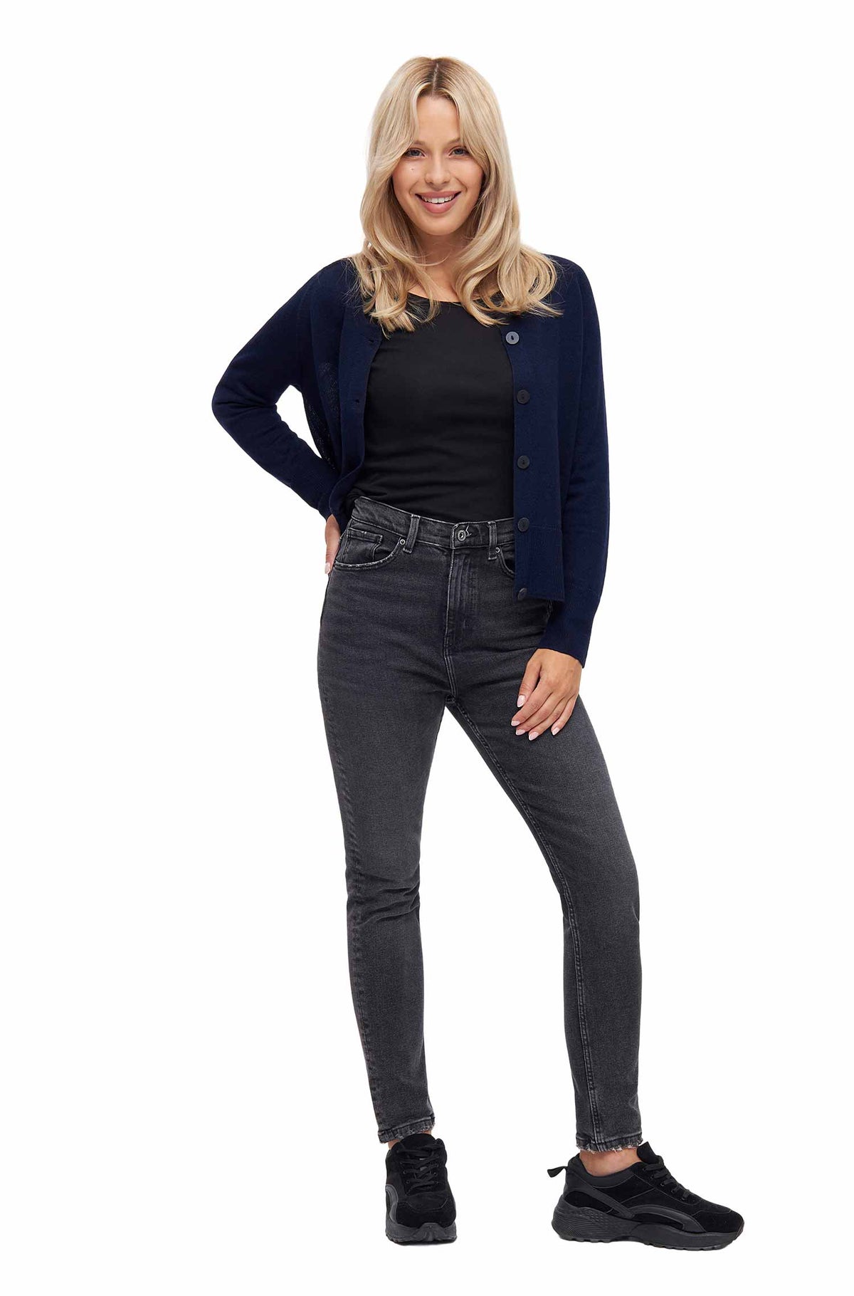 Alpaka Strickjacke ALINA-dark navy