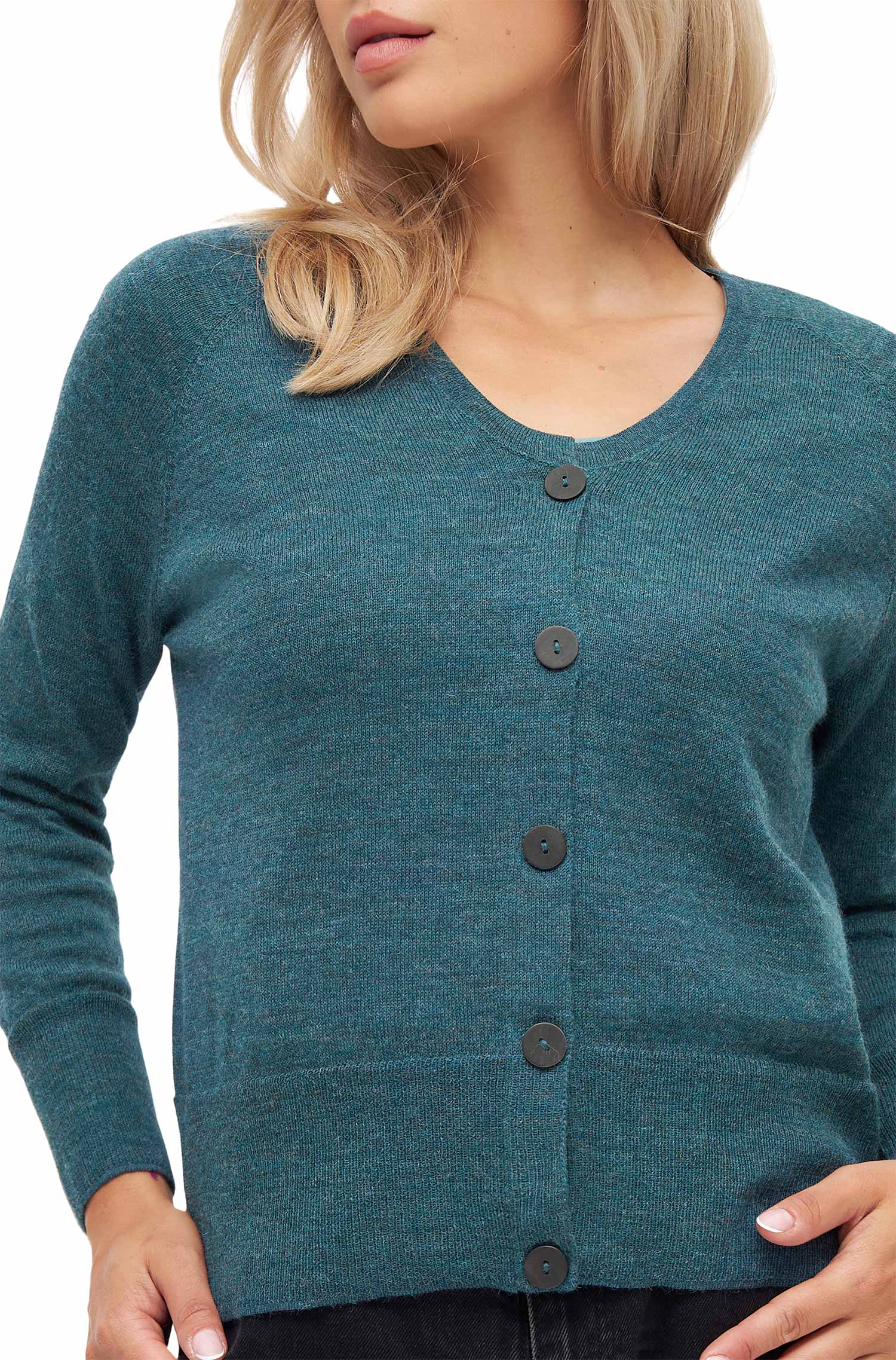 Cardigan ALINA aus Baby-Alpaka-Baumwoll-Mix-laguna