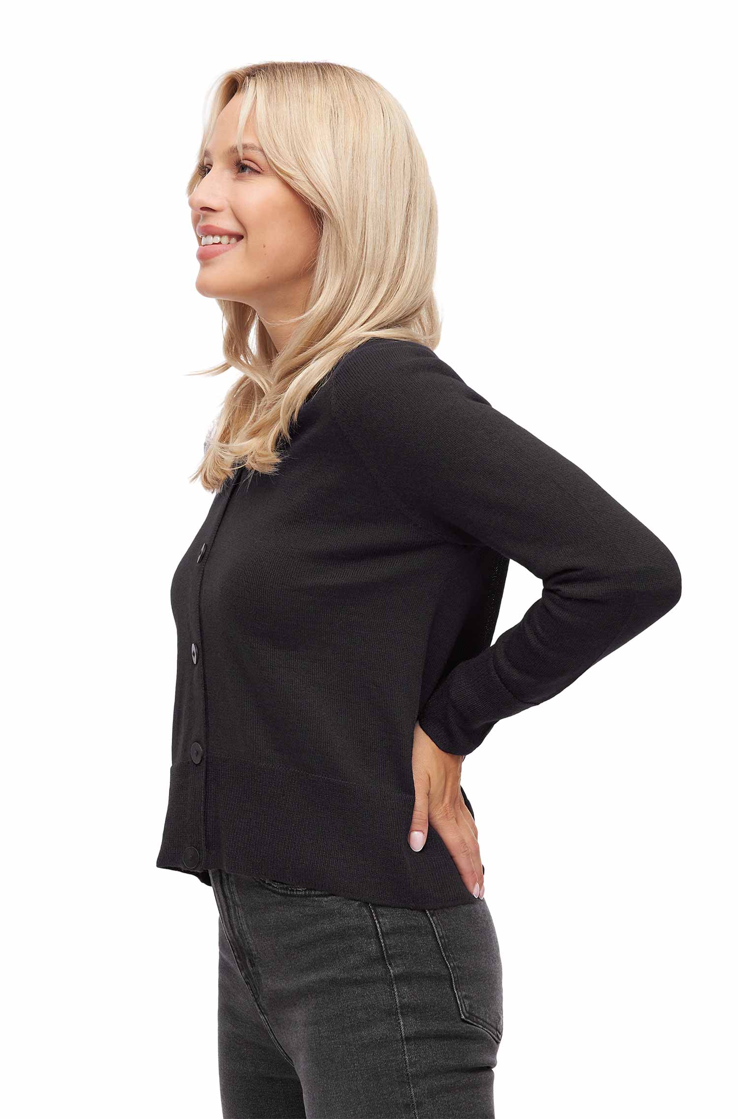 Cardigan ALINA aus Baby-Alpaka-Baumwoll-Mix-schwarz