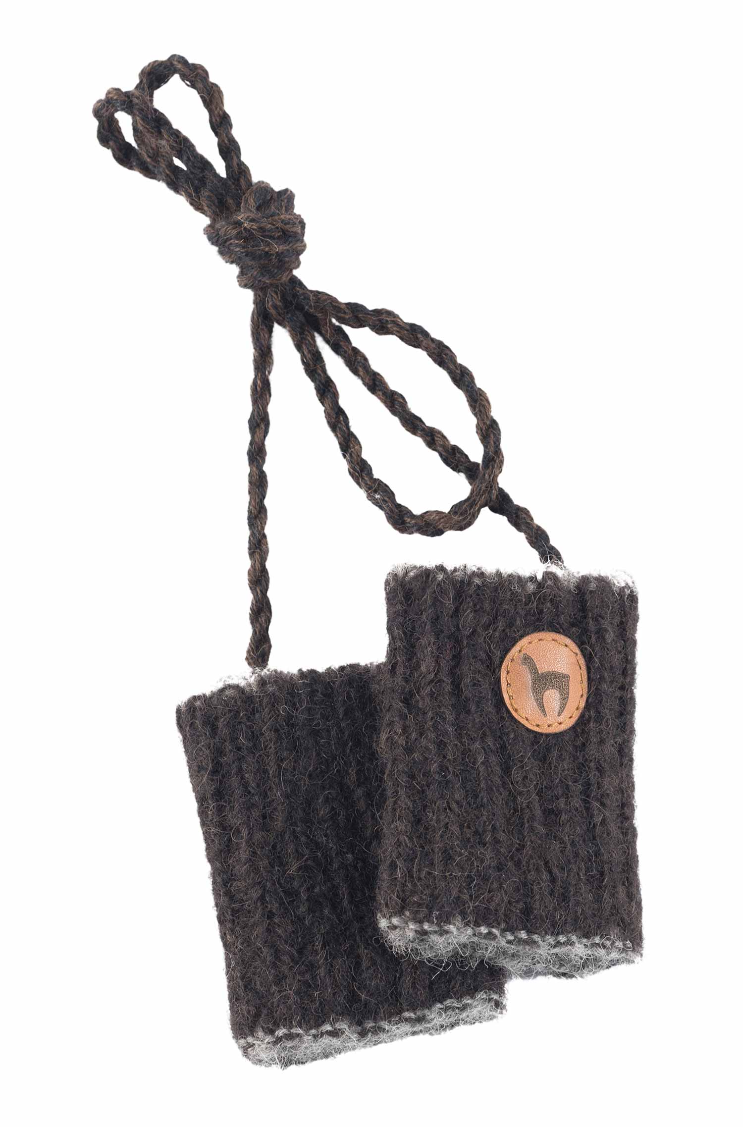 Alpaka Pulswärmer NATURA für Kinder aus 100% Alpaka Superfein-kakaobraun/anthrazit