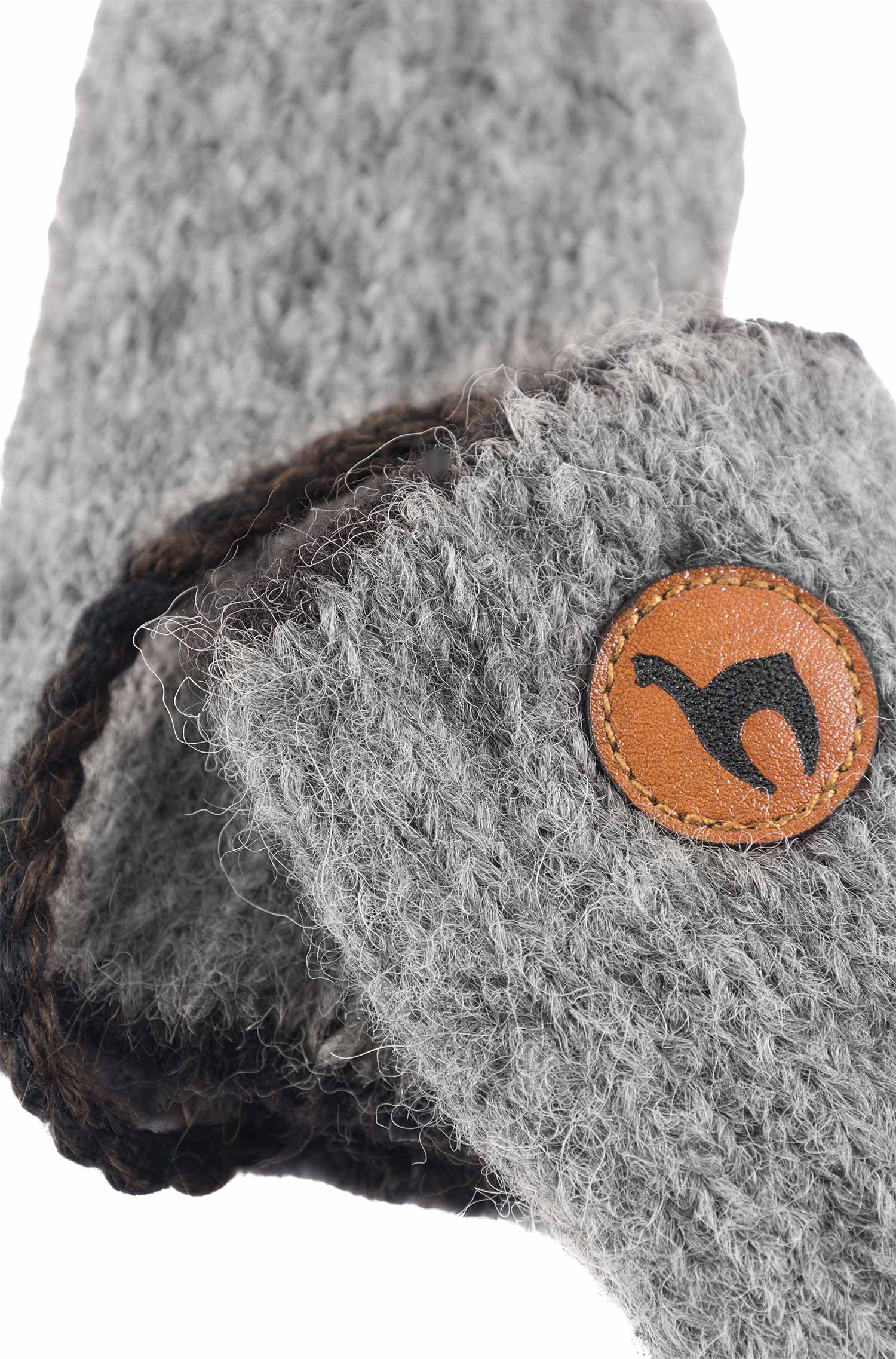 Alpaka Pulswärmer NATURA für Kinder aus 100% Alpaka Superfein-kakaobraun/anthrazit