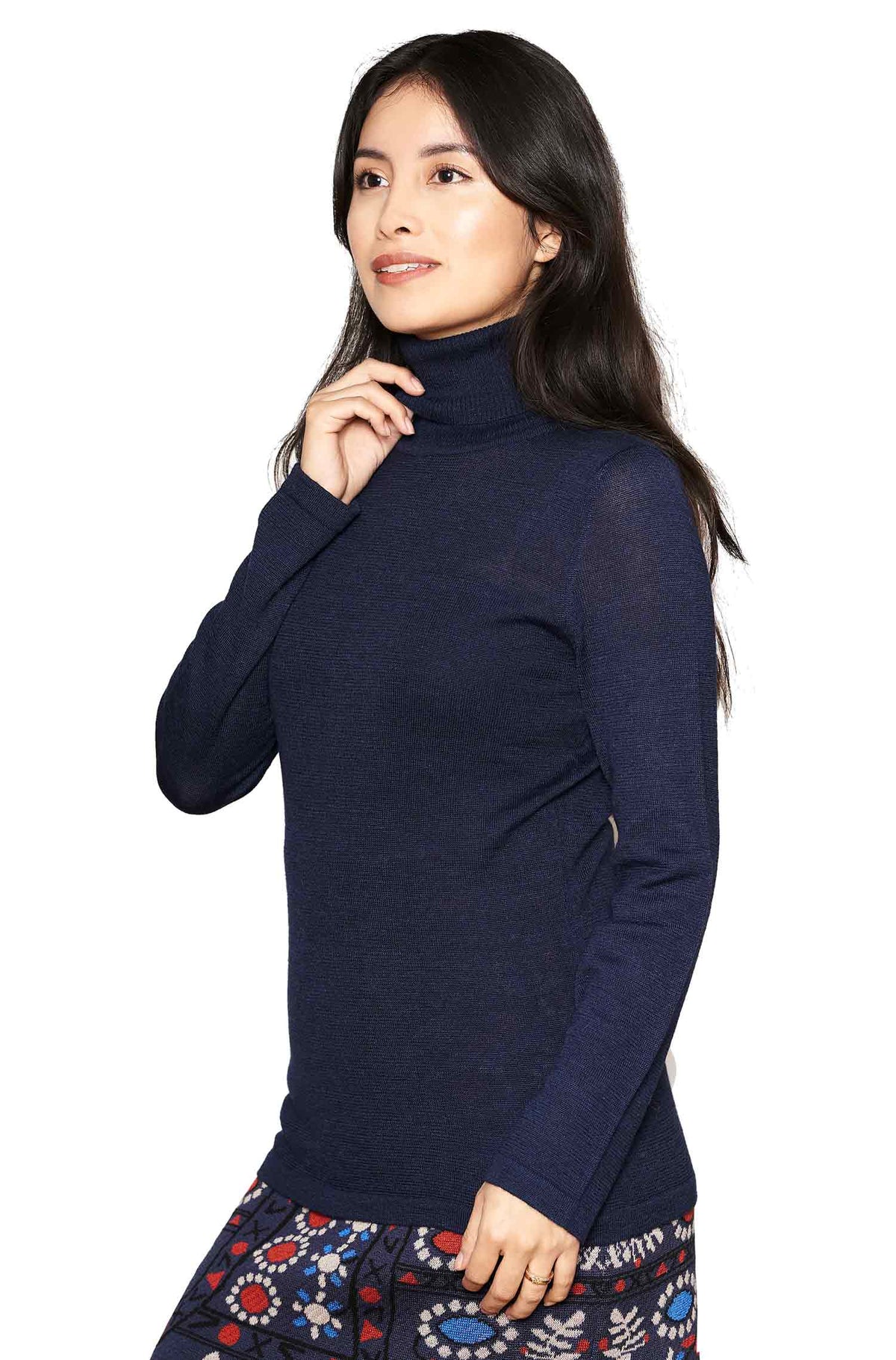 Alpaka Rollkragenpullover MADAI-dunkelblau