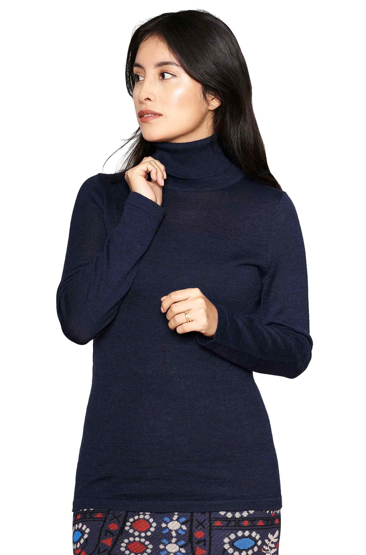 Alpaka Rollkragenpullover MADAI-dunkelblau