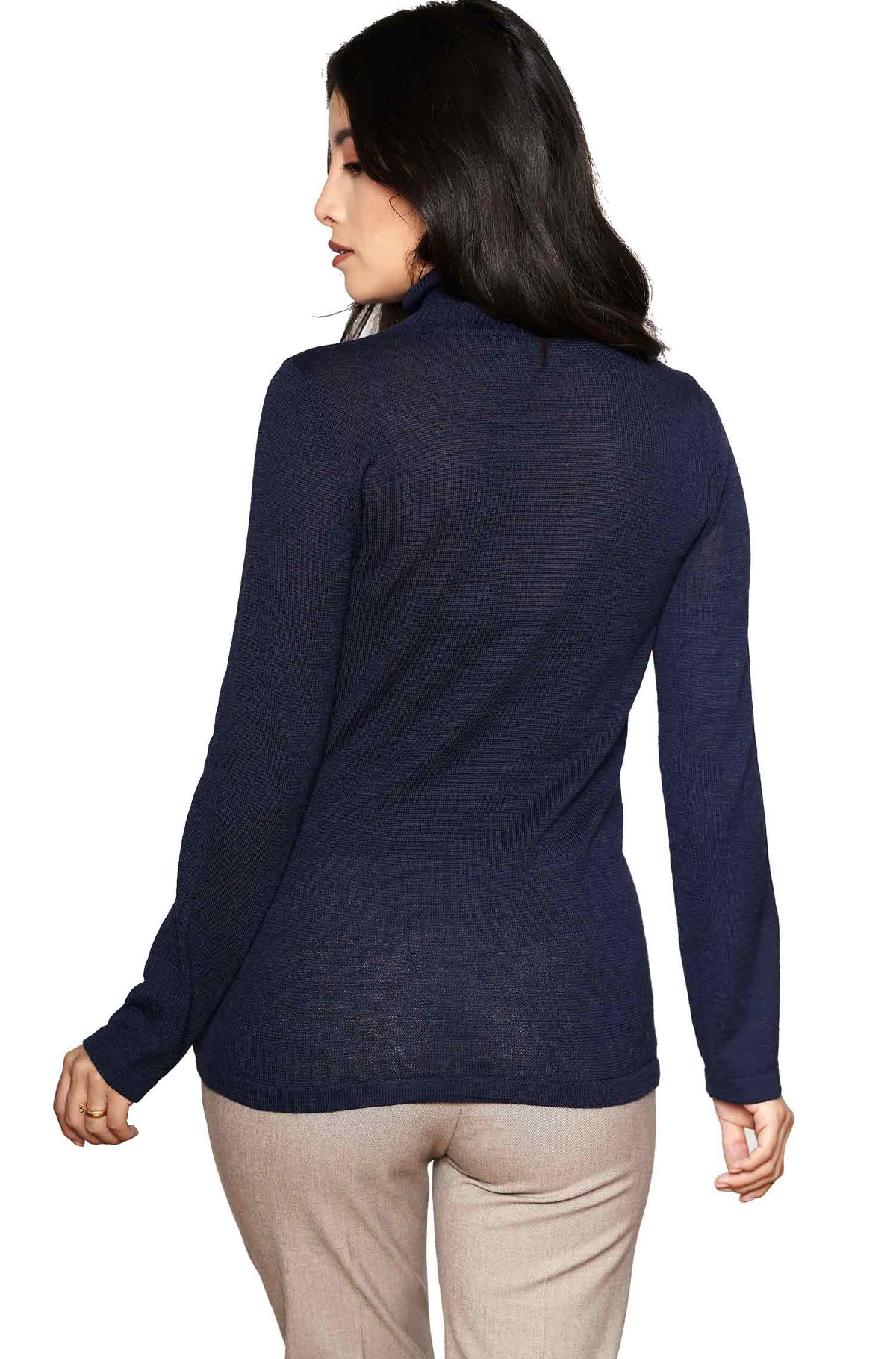 Alpaka Rollkragenpullover MADAI-dunkelblau
