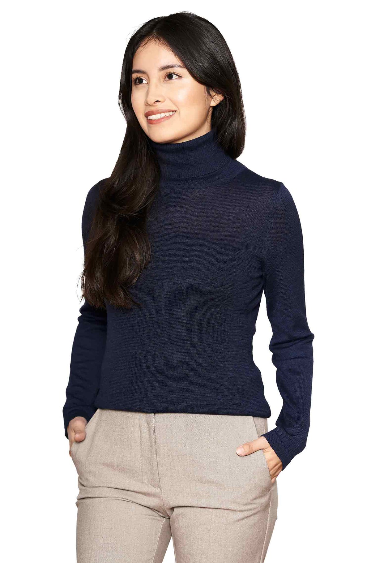 Alpaka Rollkragenpullover MADAI-dunkelblau
