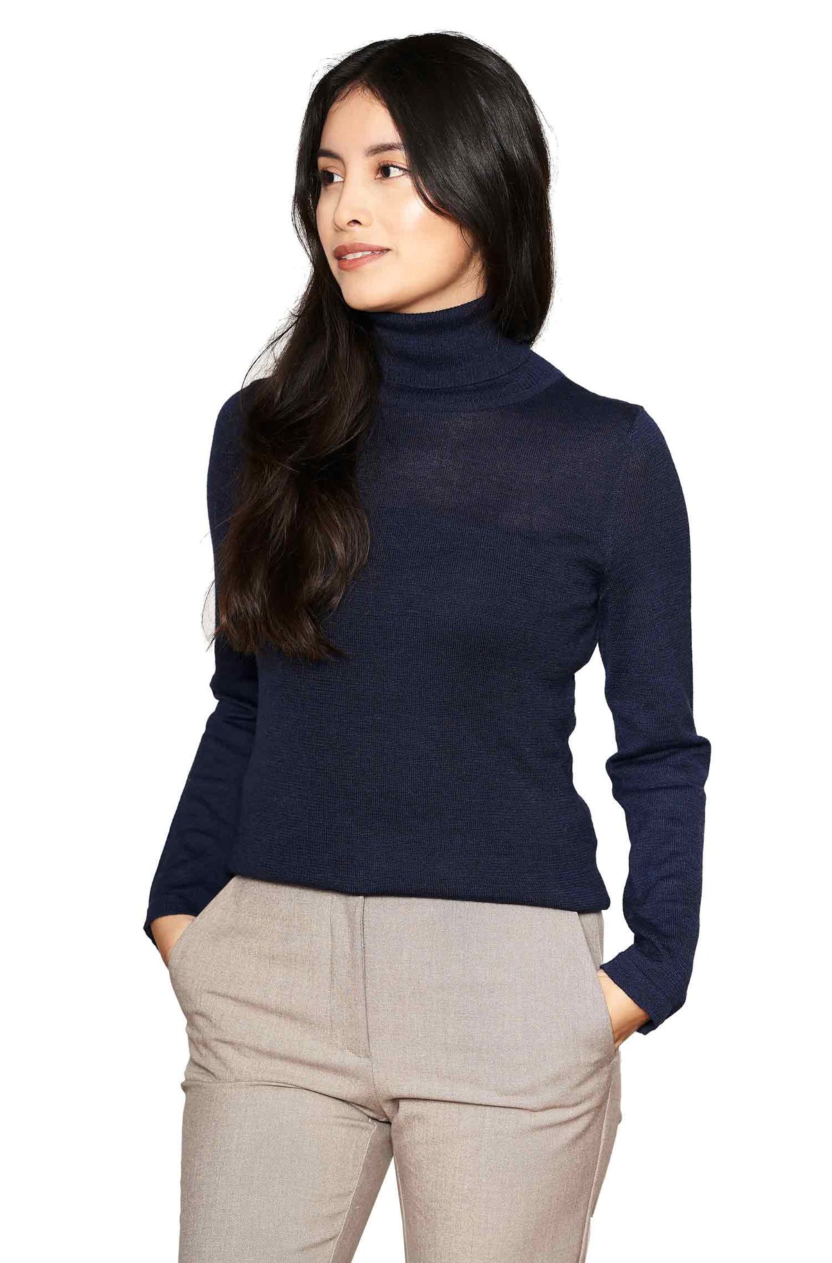 Alpaka Rollkragenpullover MADAI-dunkelblau