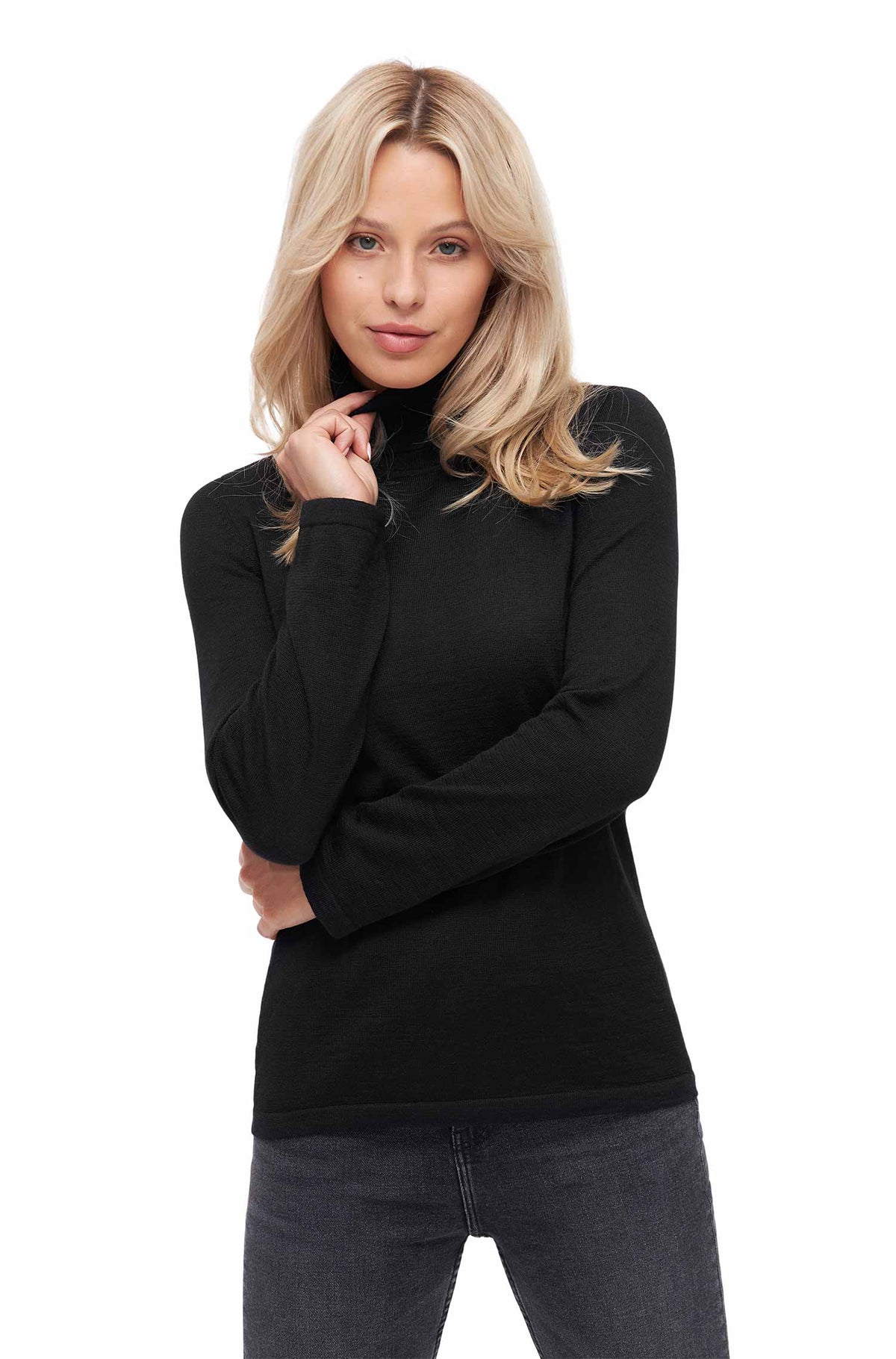 Alpaka Rollkragenpullover MADAI-schwarz