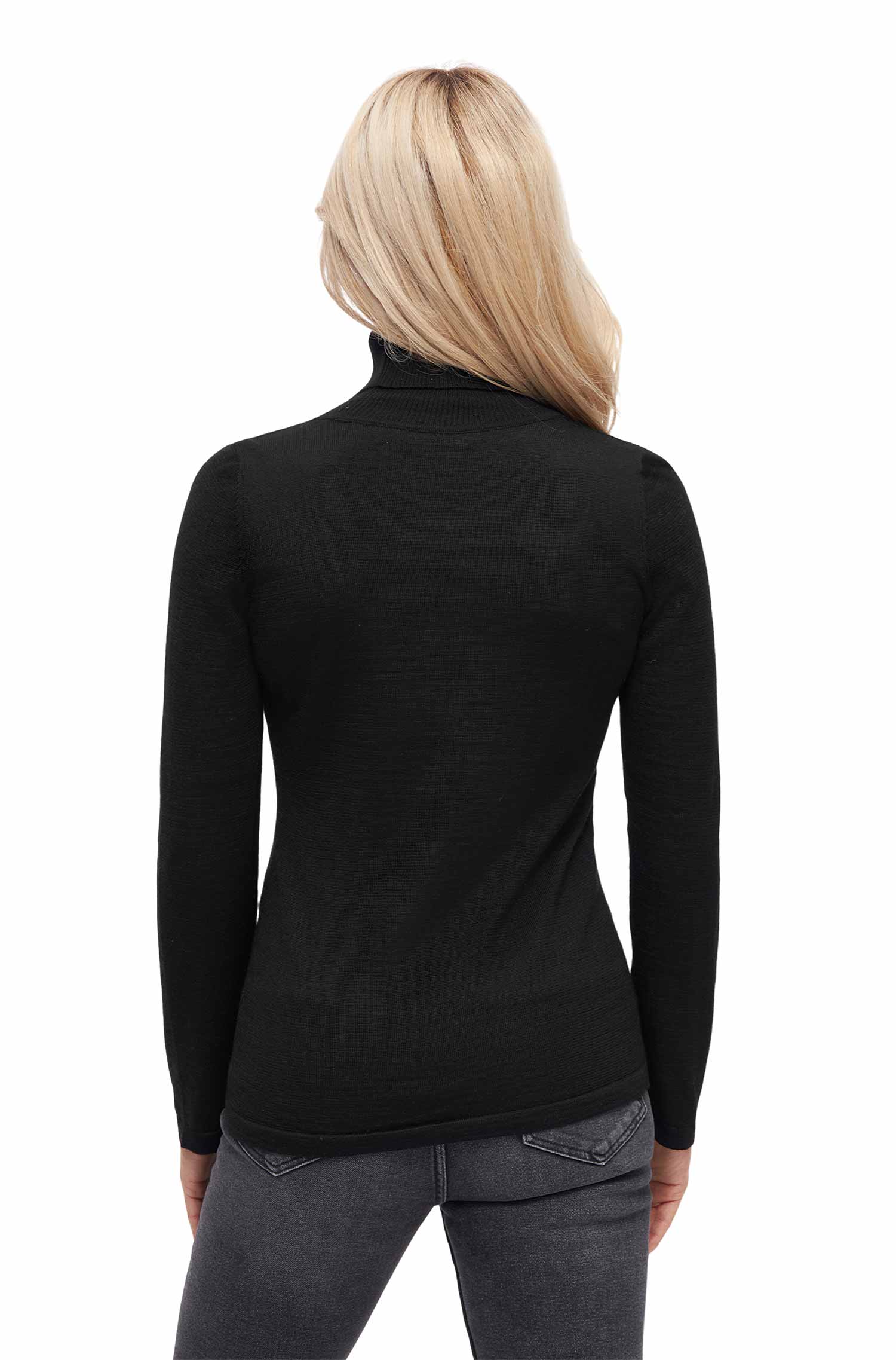 Alpaka Rollkragen Pullover MADAI aus Baby Alpaka und Seide-schwarz