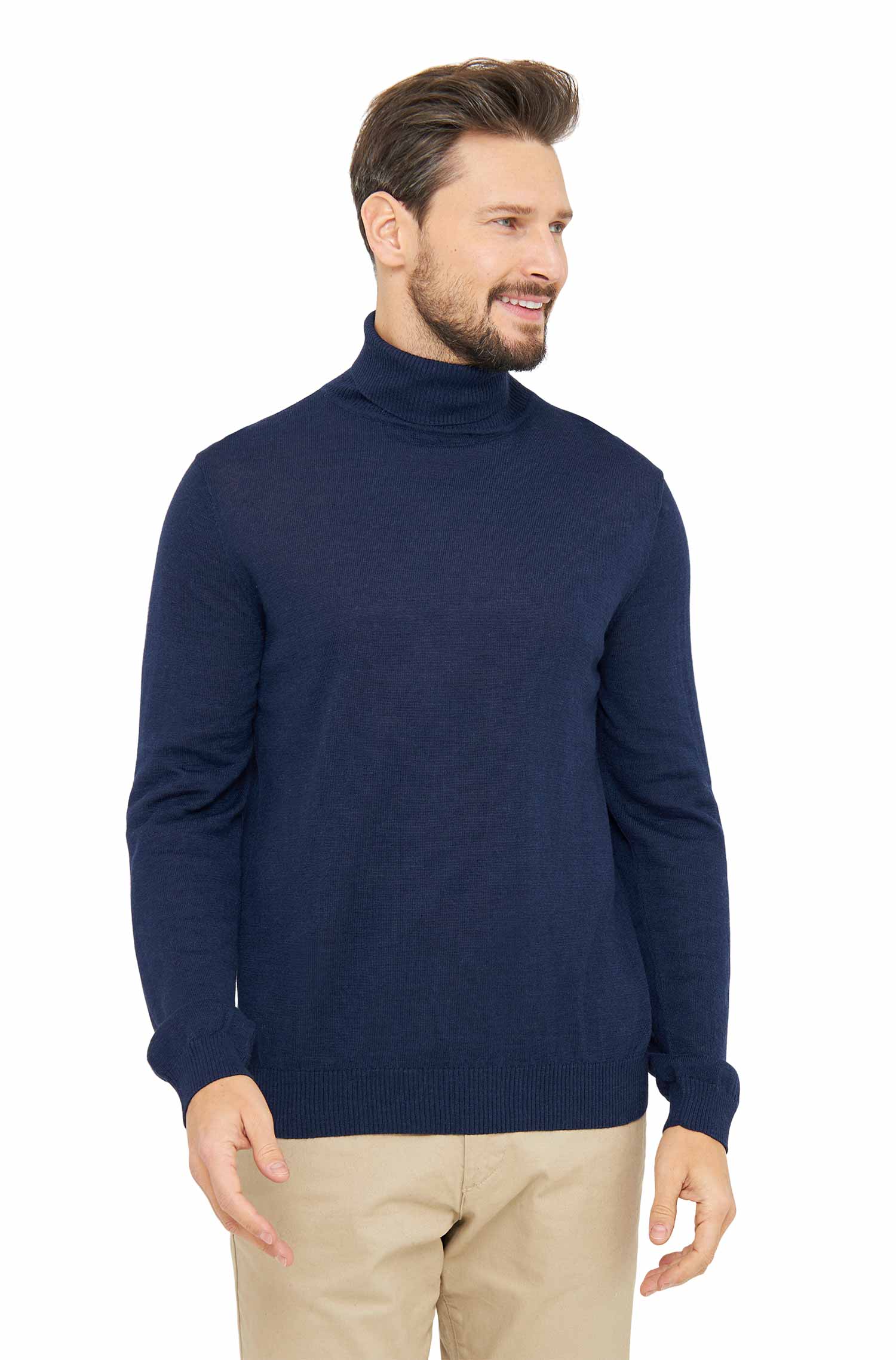 Alpaka Rollkragen Pullover MADAI aus Baby Alpaka und Seide-dunkelblau