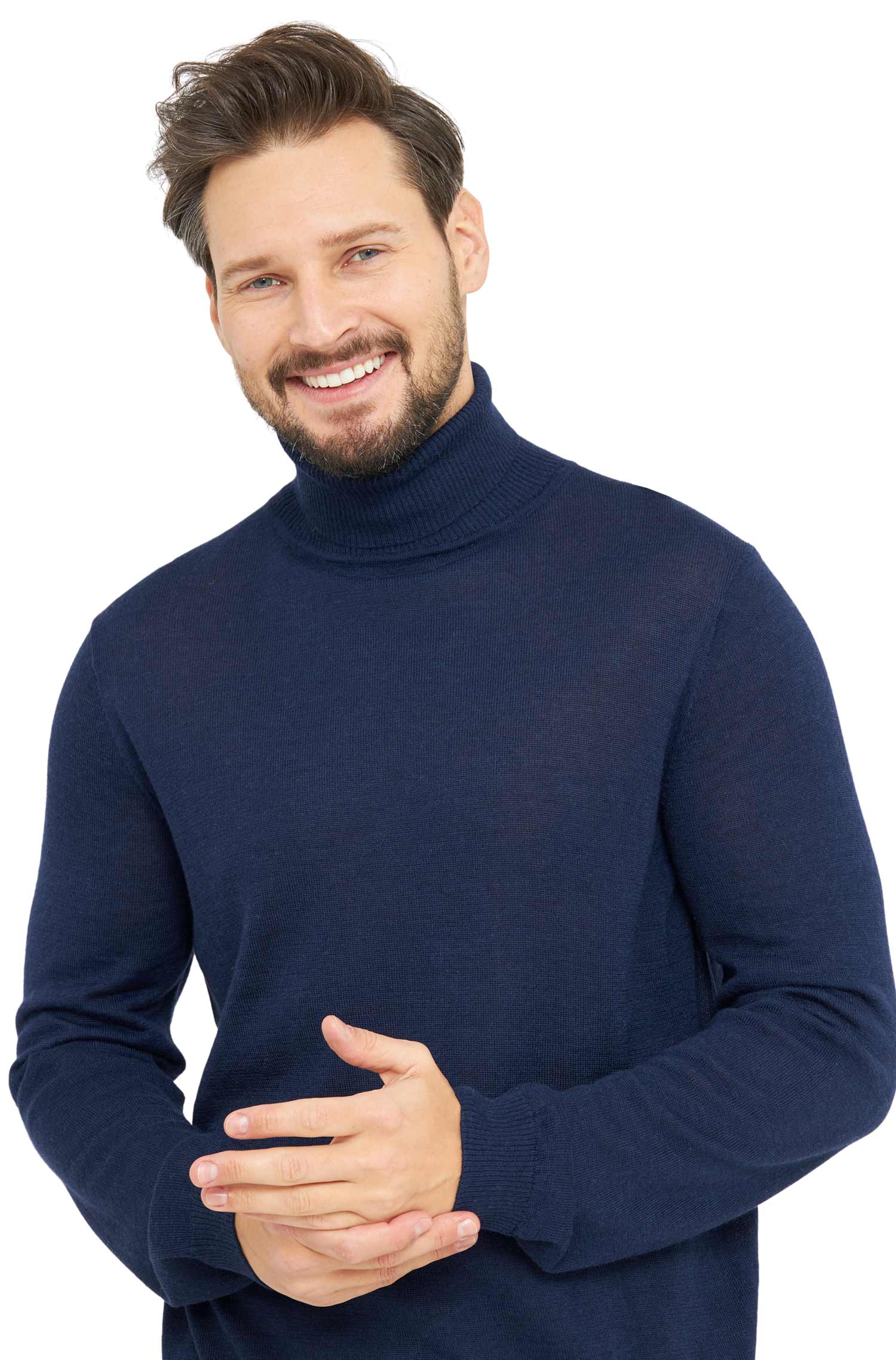 Alpaka Rollkragen Pullover MADAI aus Baby Alpaka und Seide-dunkelblau
