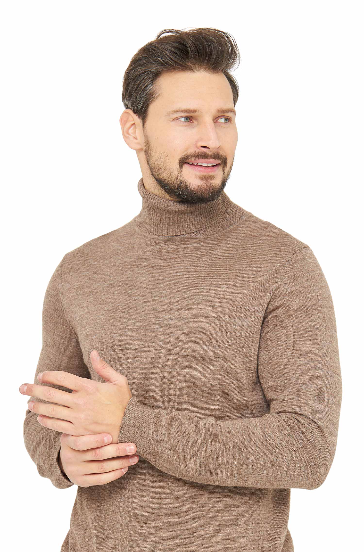 Alpaka Rollkragen Pullover MADAI aus Baby Alpaka und Seide-sand