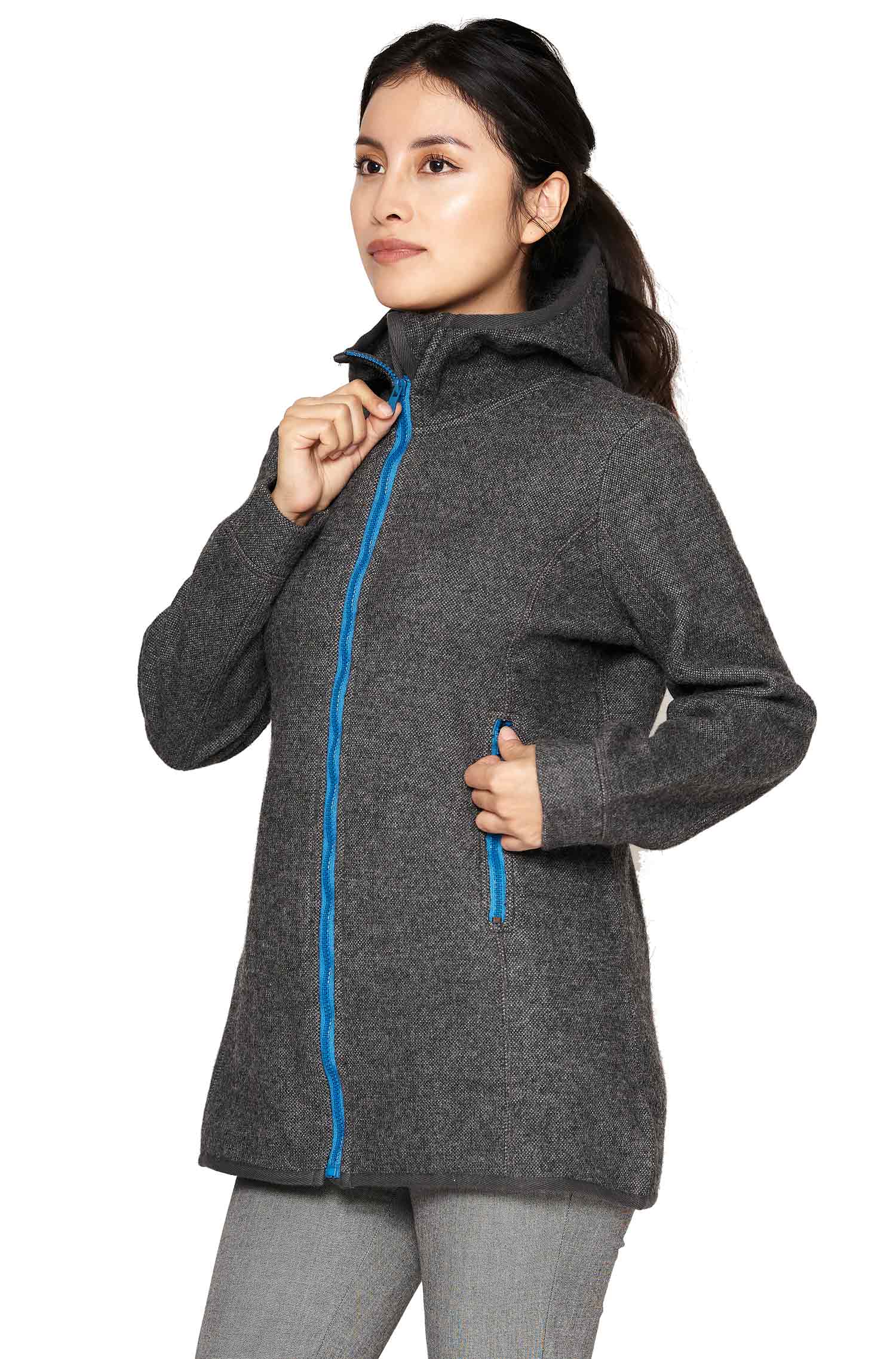Alpaka Kapuzenjacke ALPACA SPORT aus Alpaka-Woll-Mix-anthrazit