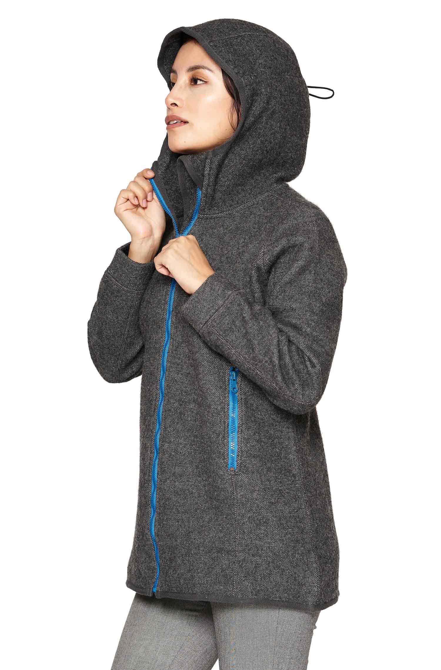 Alpaka Kapuzenjacke ALPACA SPORT aus Alpaka-Woll-Mix-anthrazit