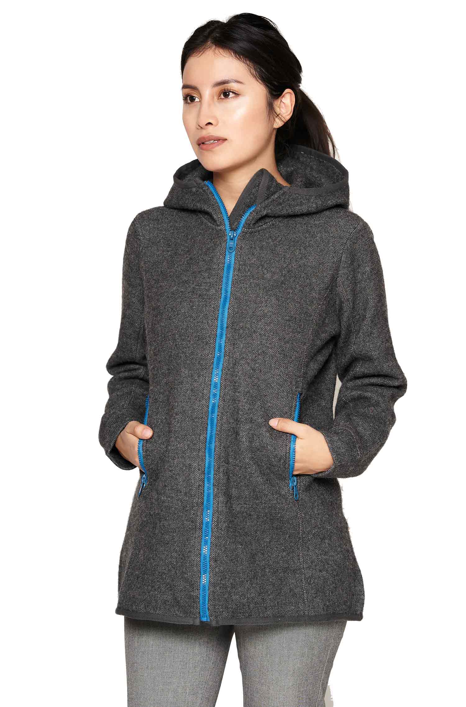 Alpaka Kapuzenjacke ALPACA SPORT aus Alpaka-Woll-Mix-anthrazit