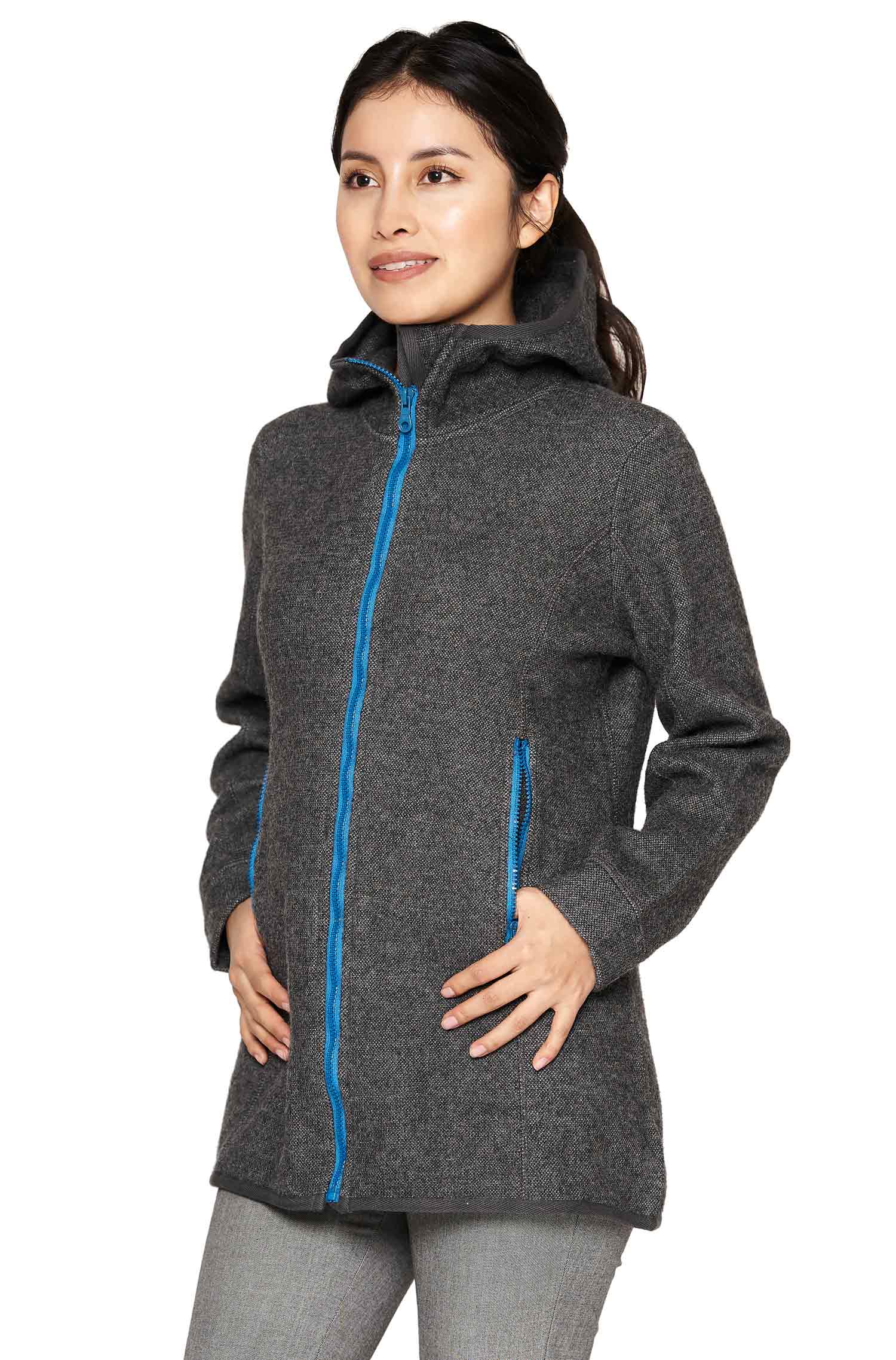 Alpaka Kapuzenjacke ALPACA SPORT aus Alpaka-Woll-Mix-anthrazit