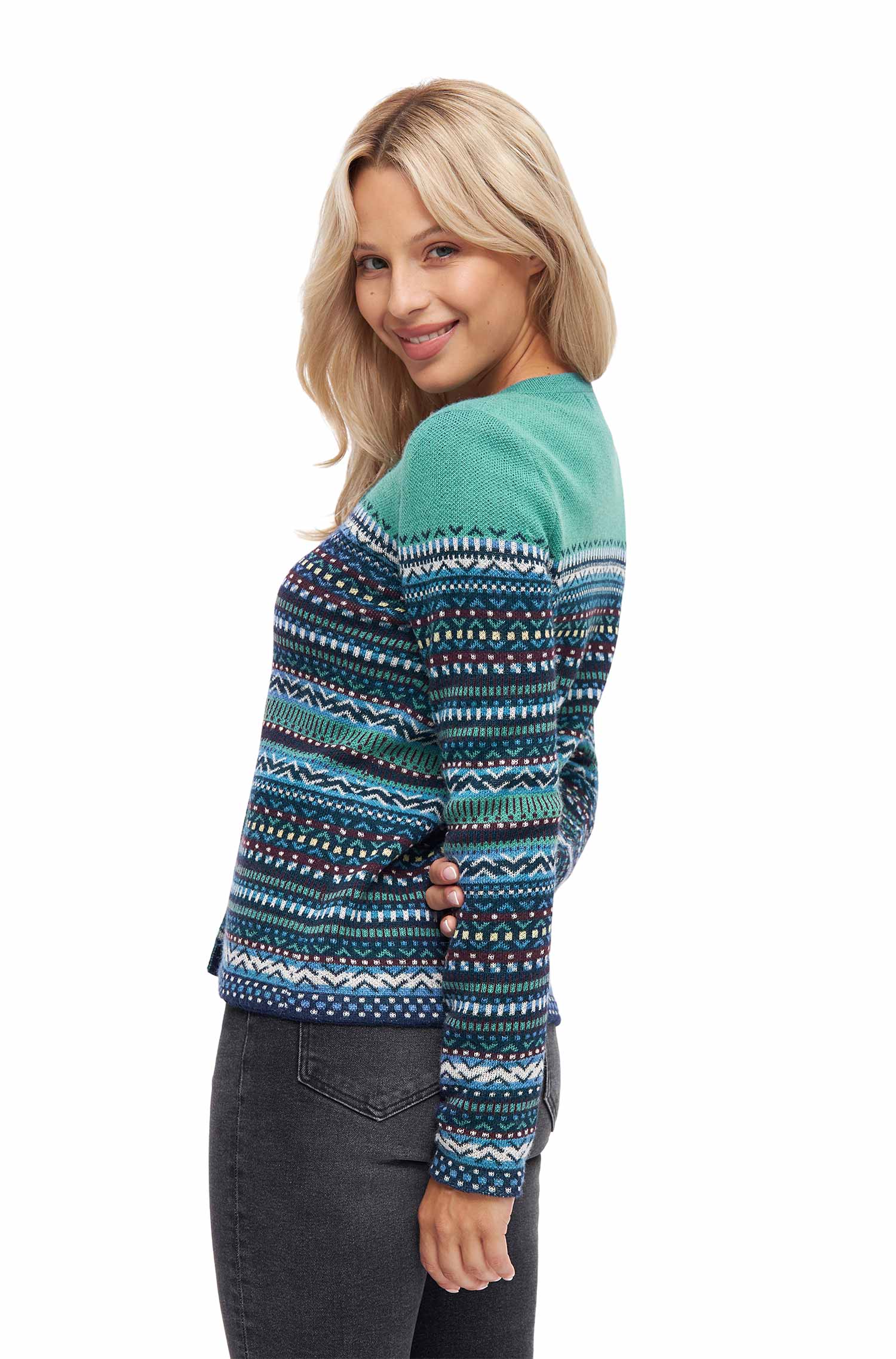 Alpaka Cardigan DILAYA aus 100% Baby Alpaka-mint