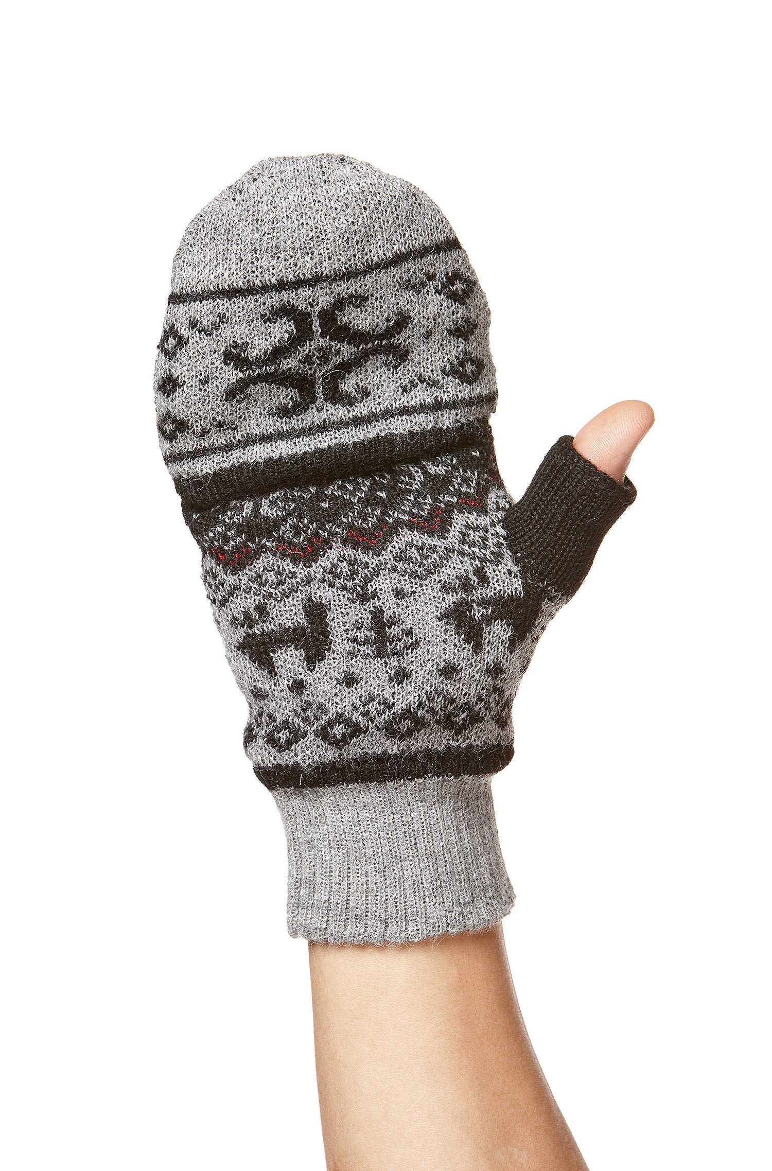 Alpaka Känguru Handschuhe ANDEN VIENTOS aus 100% Alpaka Superfine-grau