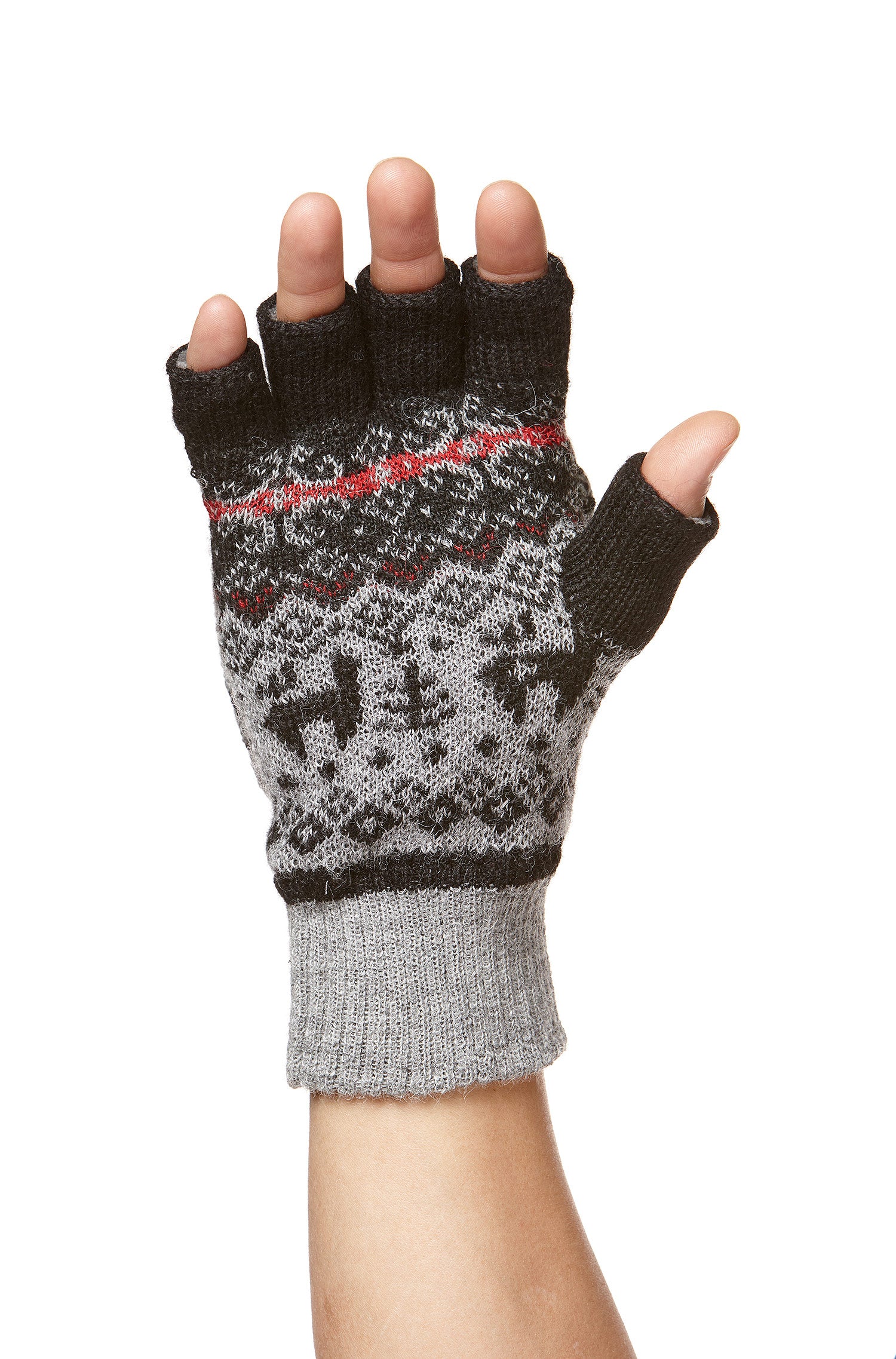 Alpaka Känguru Handschuhe ANDEN VIENTOS aus 100% Alpaka Superfine-grau