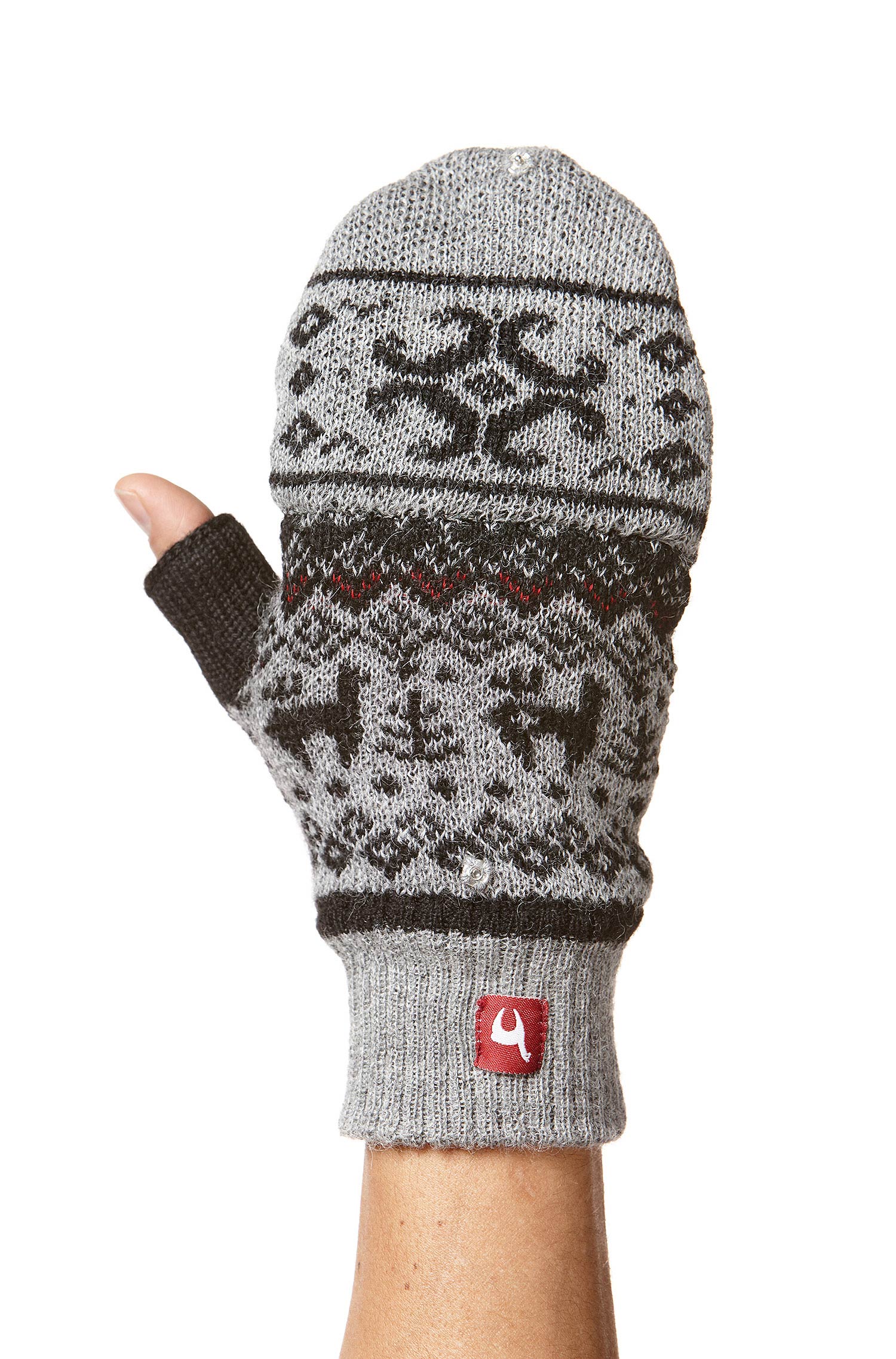 Alpaka Känguru Handschuhe ANDEN VIENTOS aus 100% Alpaka Superfine-grau