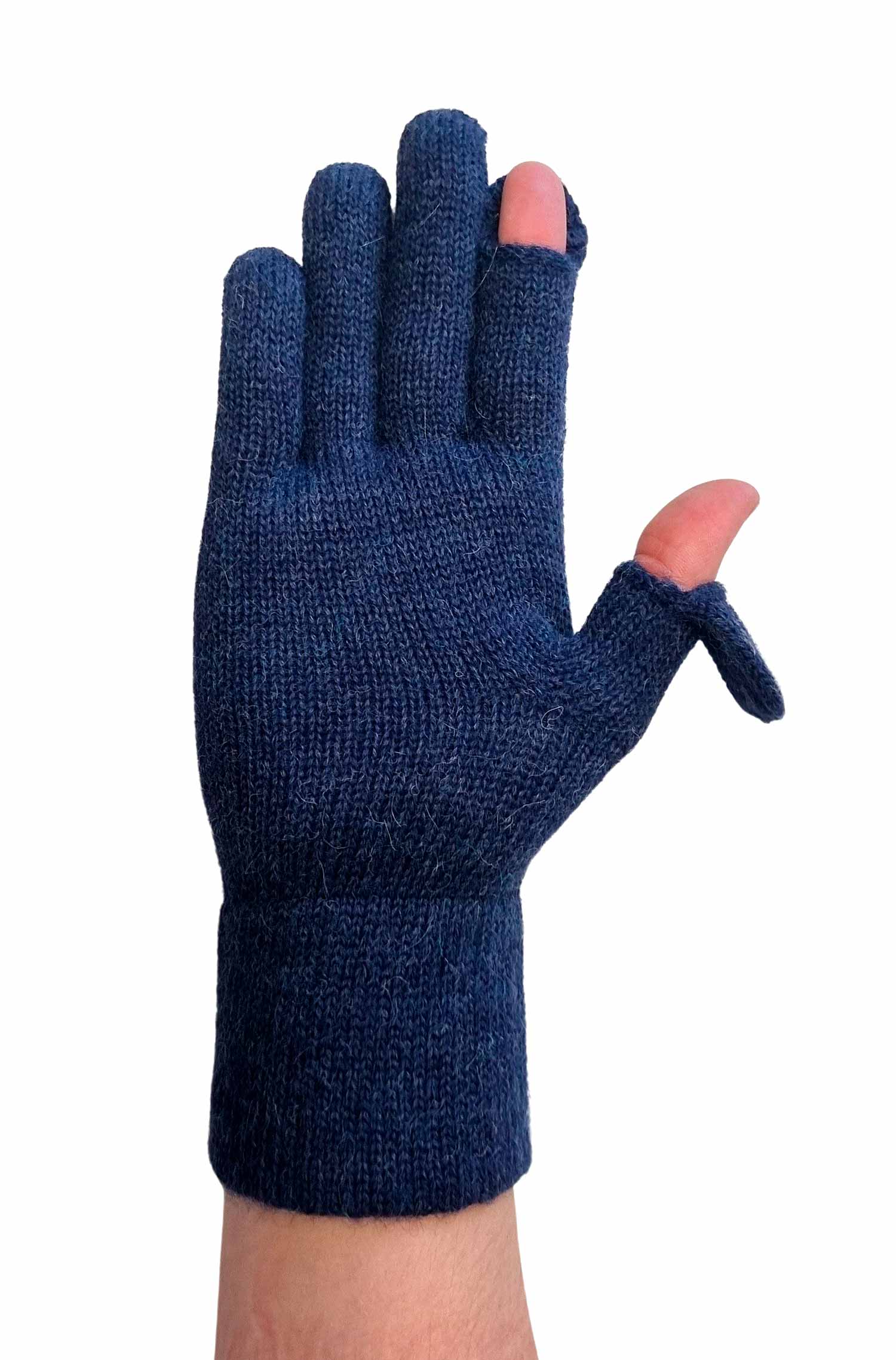Alpaka Fingerhandschuhe TOUCH aus 100% Baby Alpaka-blau meliert