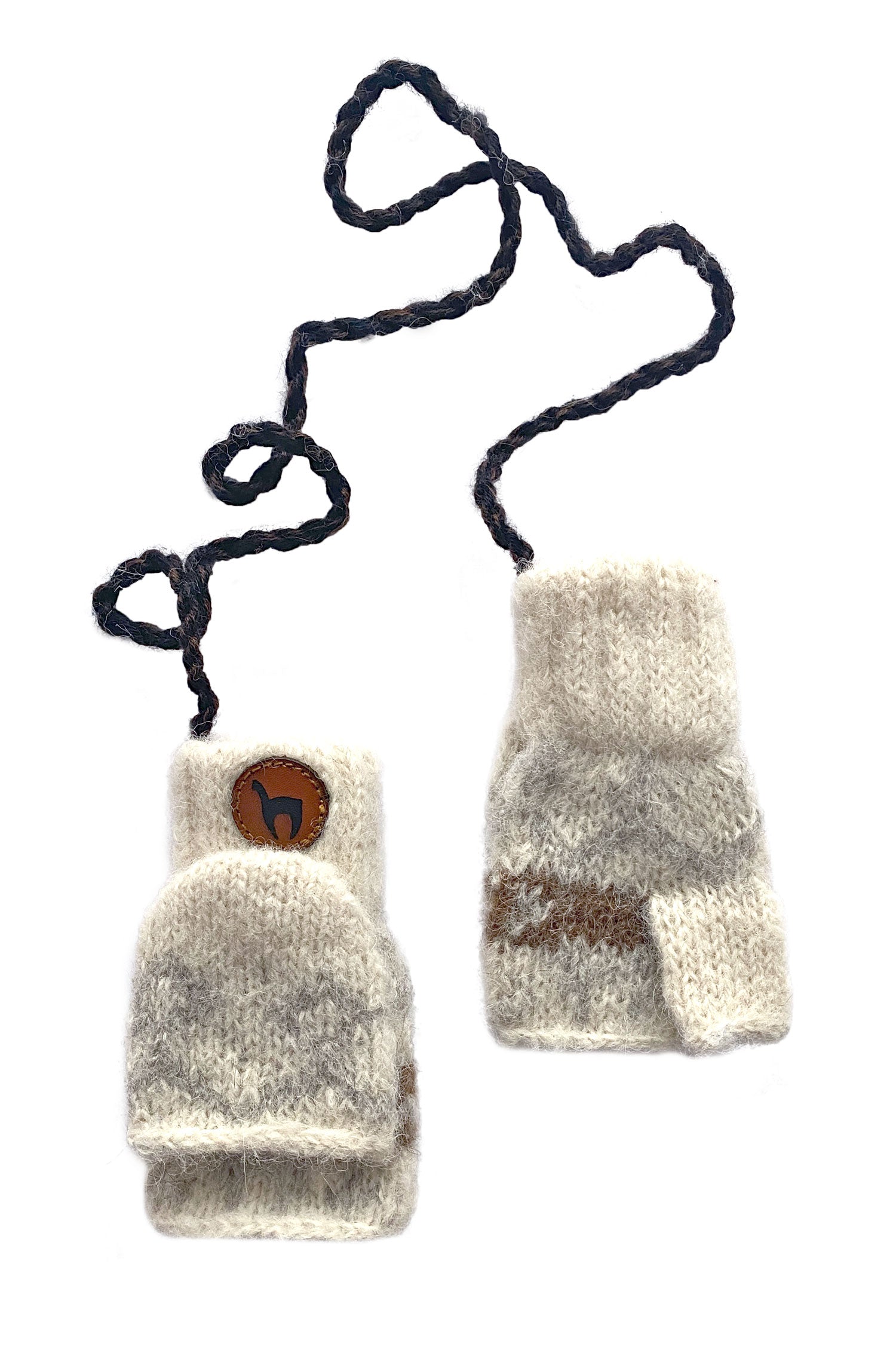 Alpaka Känguru-Handschuhe NATURA für Kinder aus 100% Alpaka Superfein-weiss