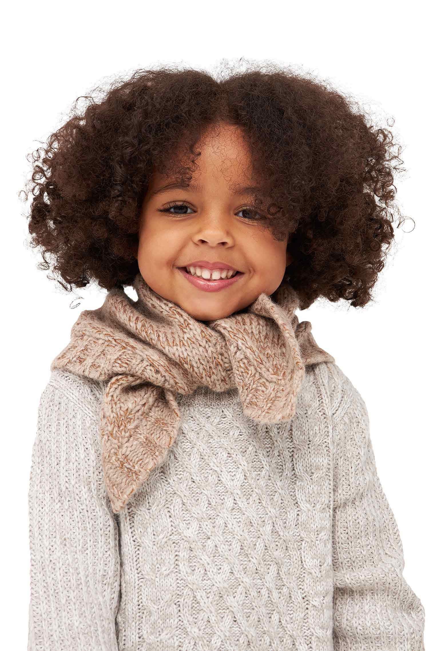 Alpaka Schal MOMO (für Kinder) aus Baby Alpaka-Merino-Mix-beige