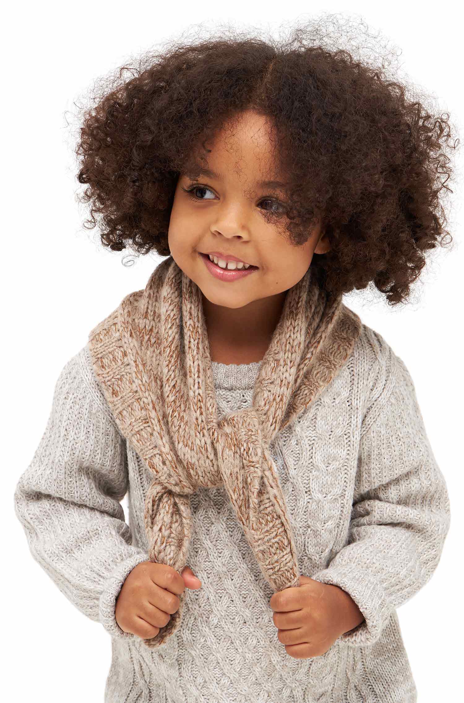 Alpaka Schal MOMO (für Kinder) aus Baby Alpaka-Merino-Mix-beige