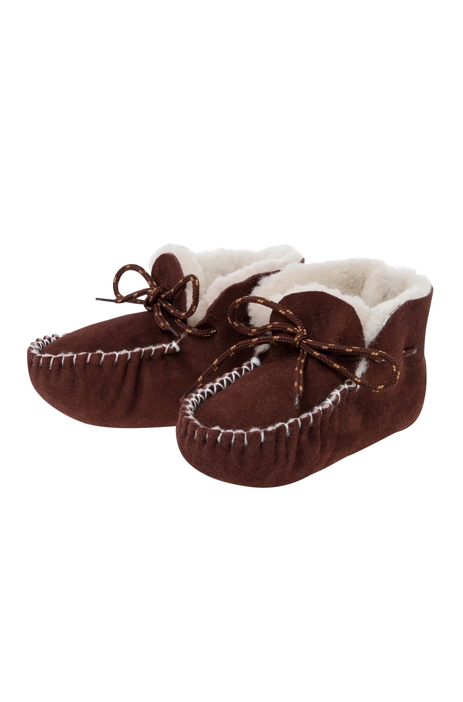 Alpaka Fellpantoffeln (Gr. 18-24) aus 100% Schafwolle-braun