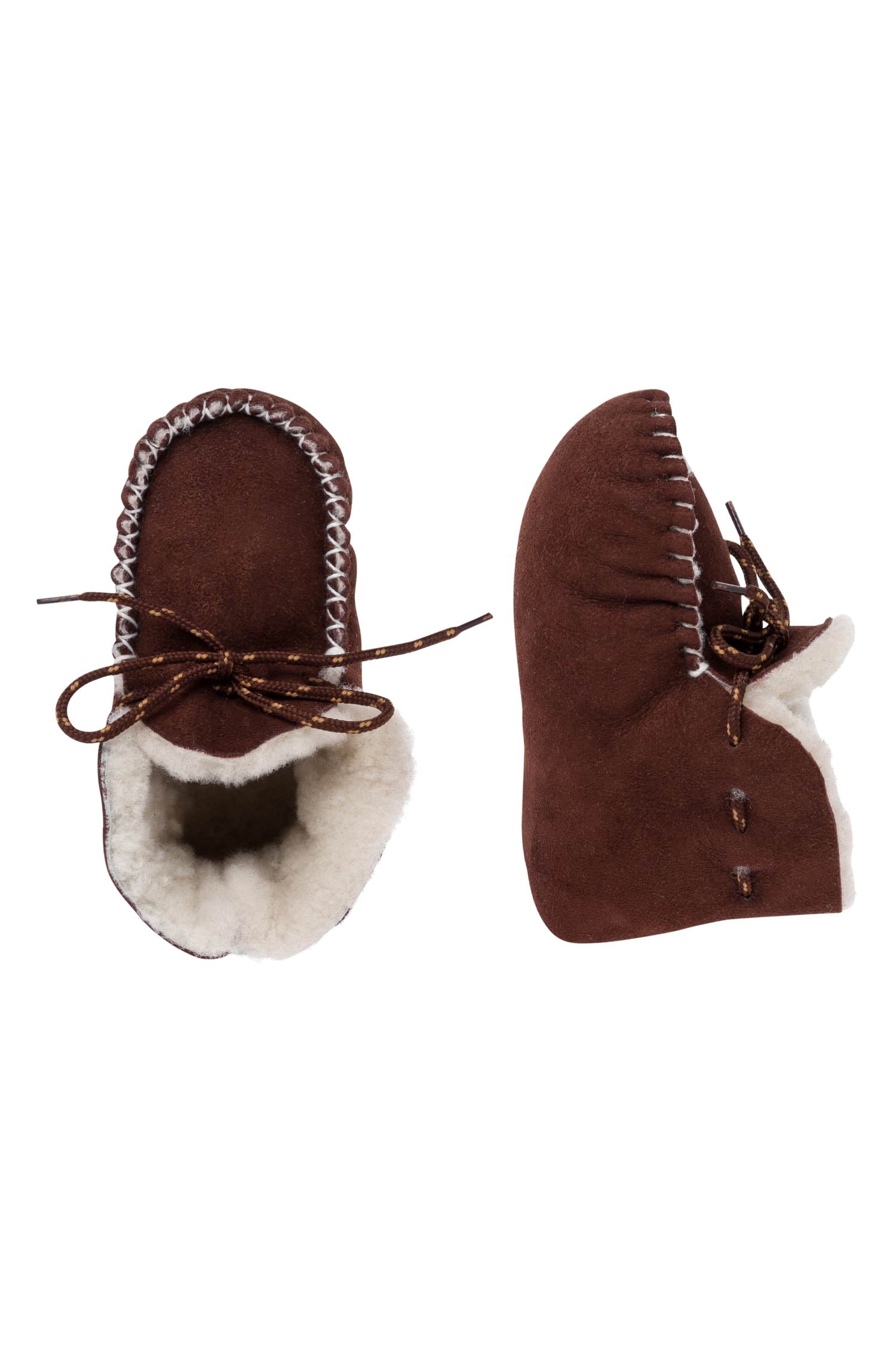 Alpaka Fellpantoffeln (Gr. 18-24) aus 100% Schafwolle-braun