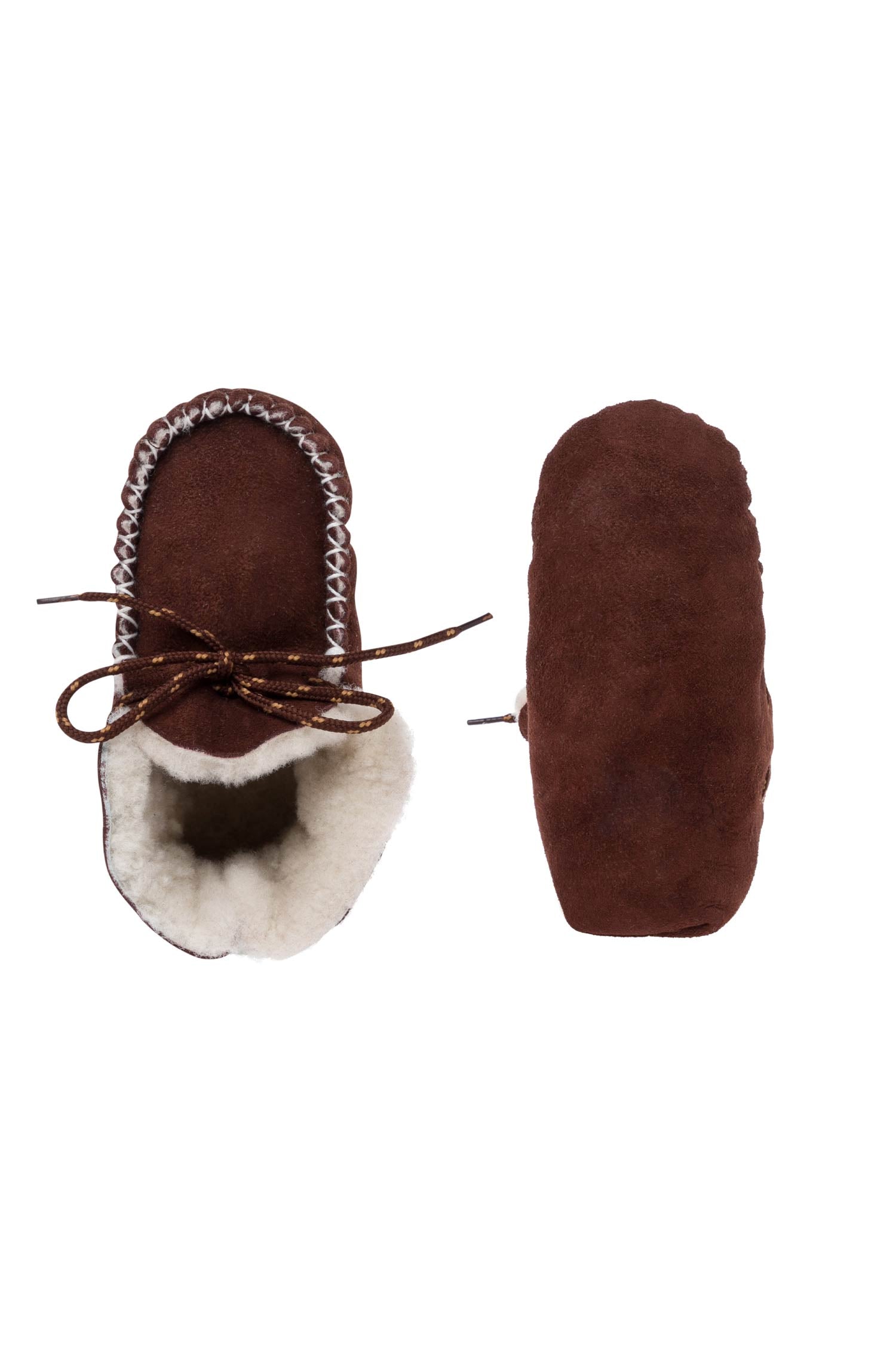Alpaka Fellpantoffeln (Gr. 18-24) aus 100% Schafwolle-braun