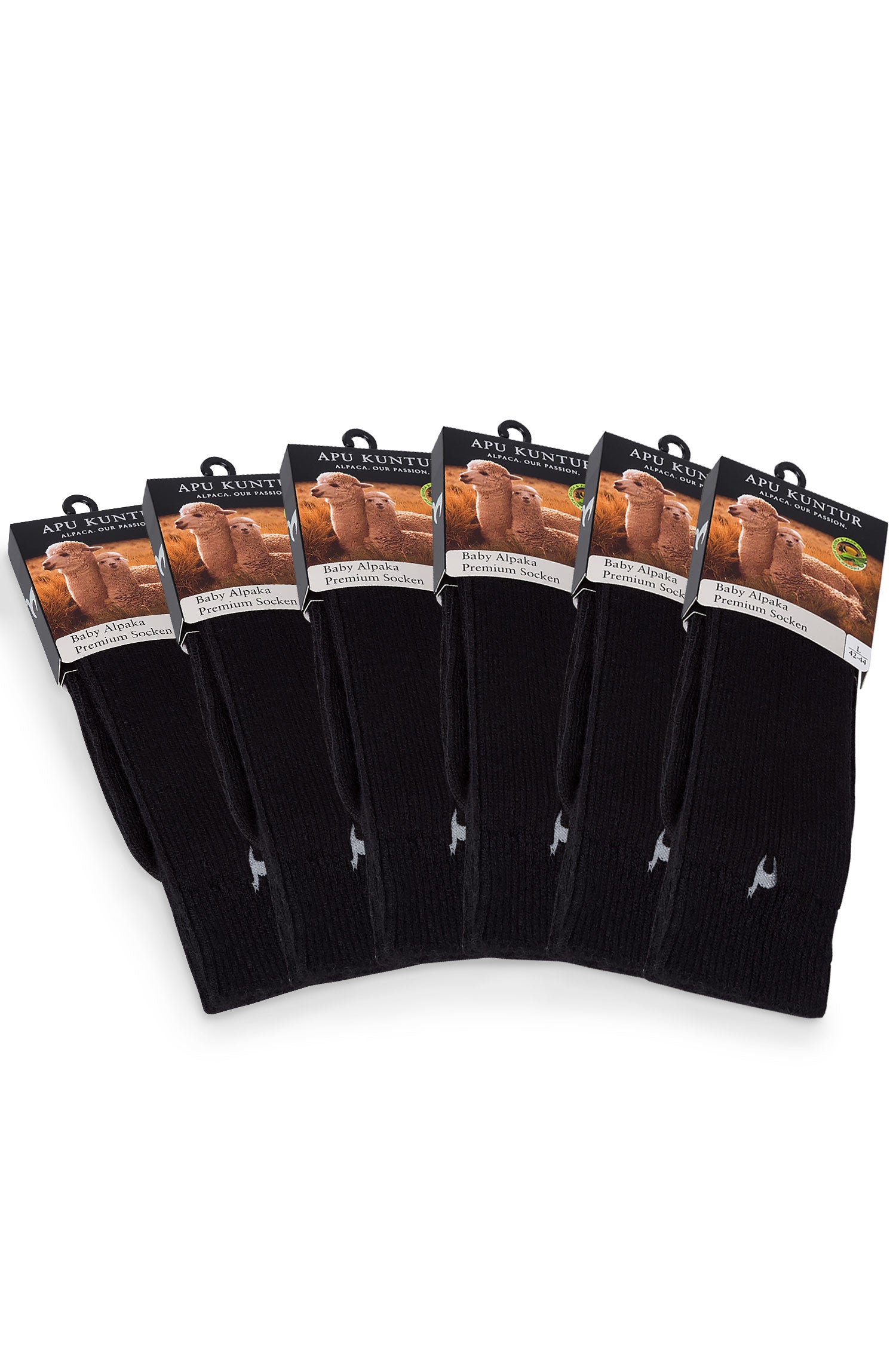 Alpaka Socken PREMIUM 6er Pack aus 70% Baby Alpaka & 25% Baumwolle-schwarz