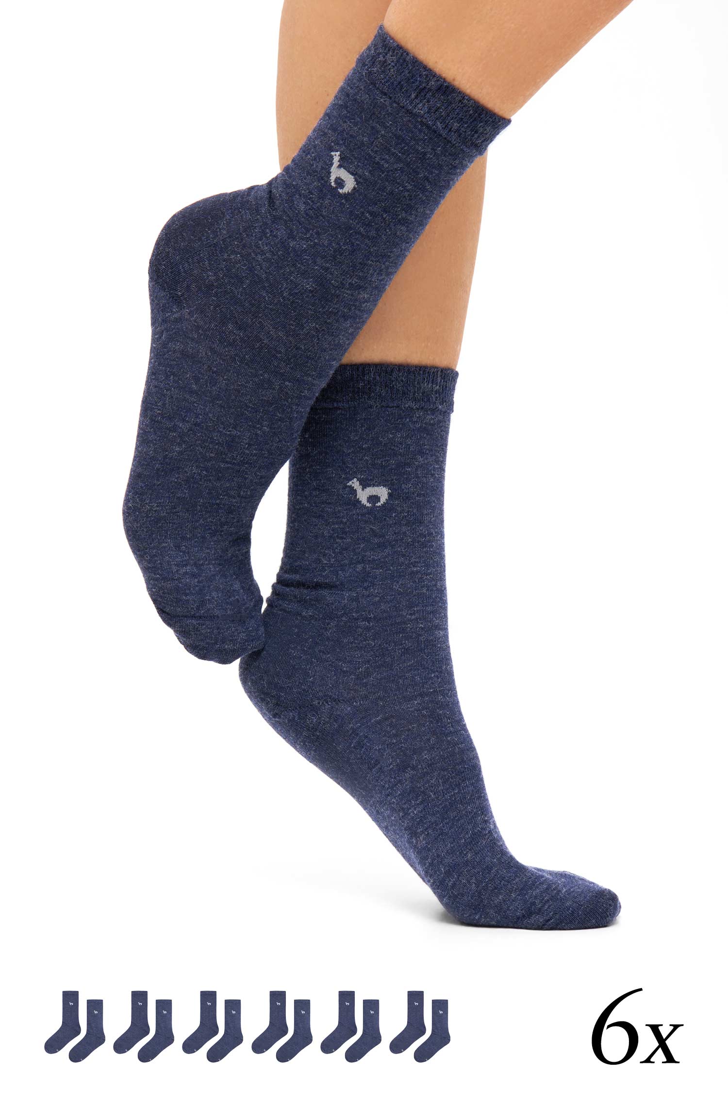 Alpaka Socken BUSINESS PREMIUM 6er Pack aus 70% Alpaka & 20% Baumwolle-saturnblau