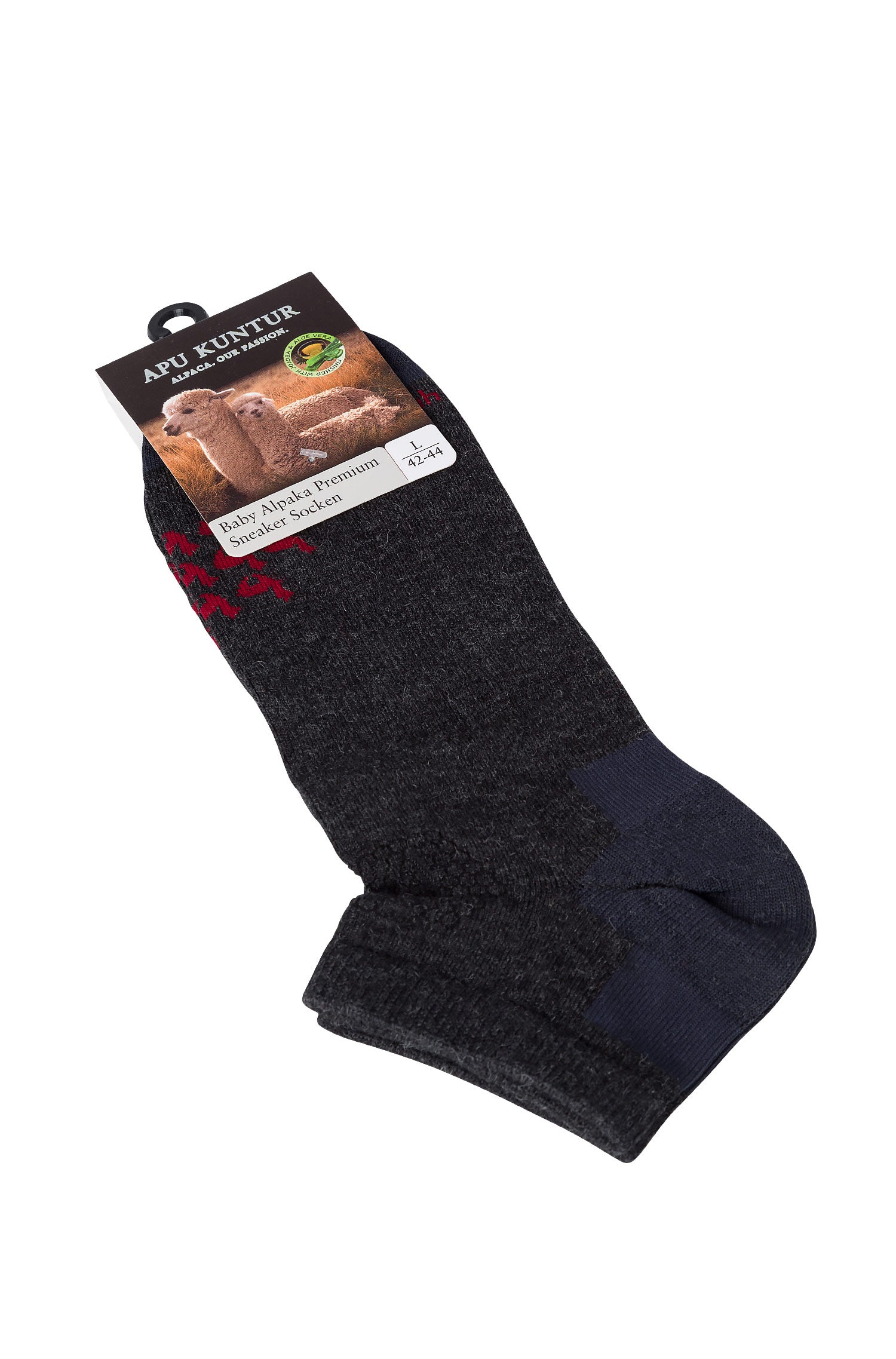 Alpaka SNEAKER-SOCKEN aus 70% Baby Alpaka & 25% Pima Baumwolle-anthrazit