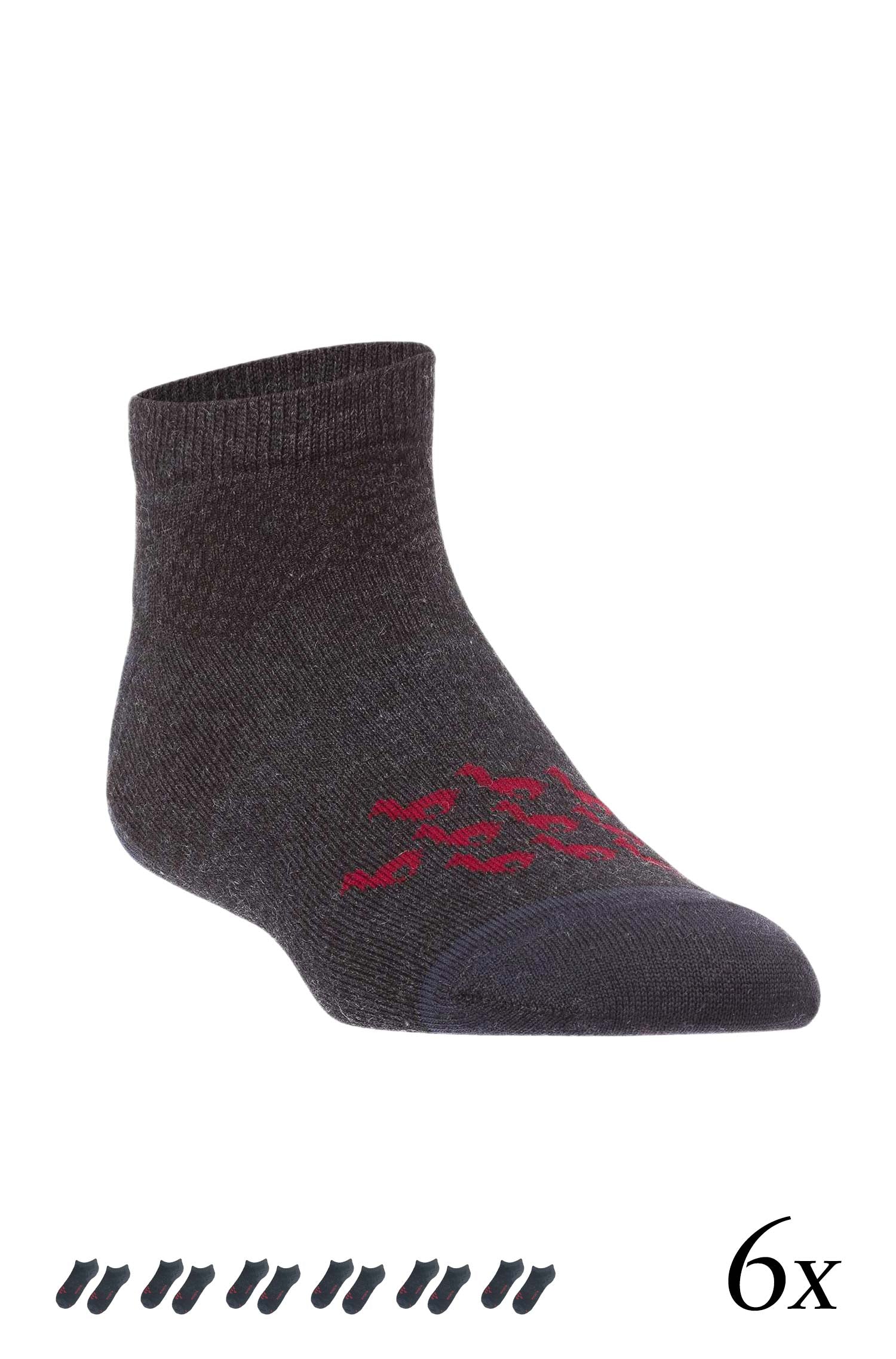Alpaka SNEAKER-SOCKEN 6er Pack aus 70% Baby Alpaka & 25% Pima Baumwolle-anthrazit