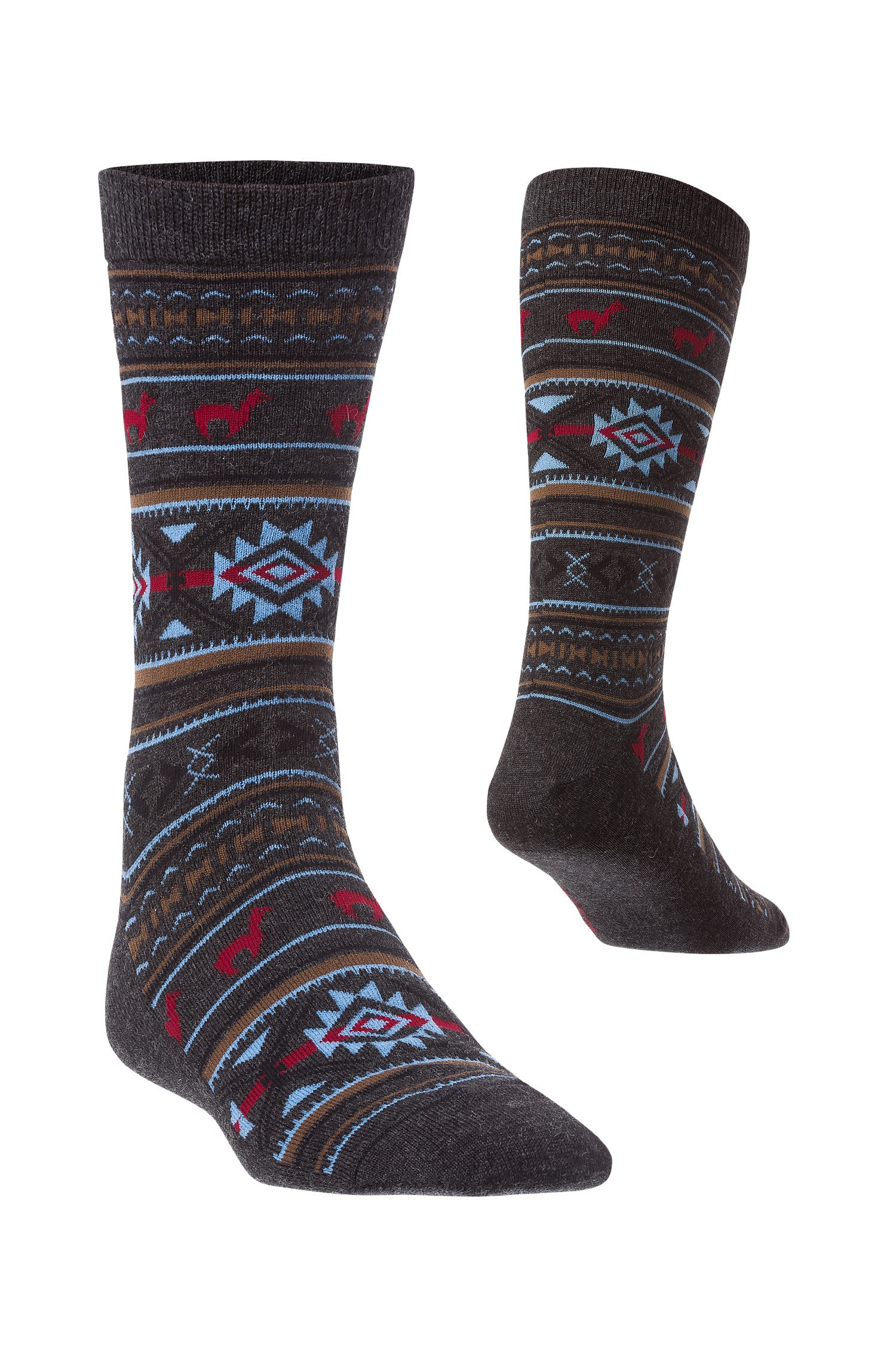 Alpaka Socken JACQUARD aus 70% Baby Alpaka und 25% Pima Baumwolle-grau/blau