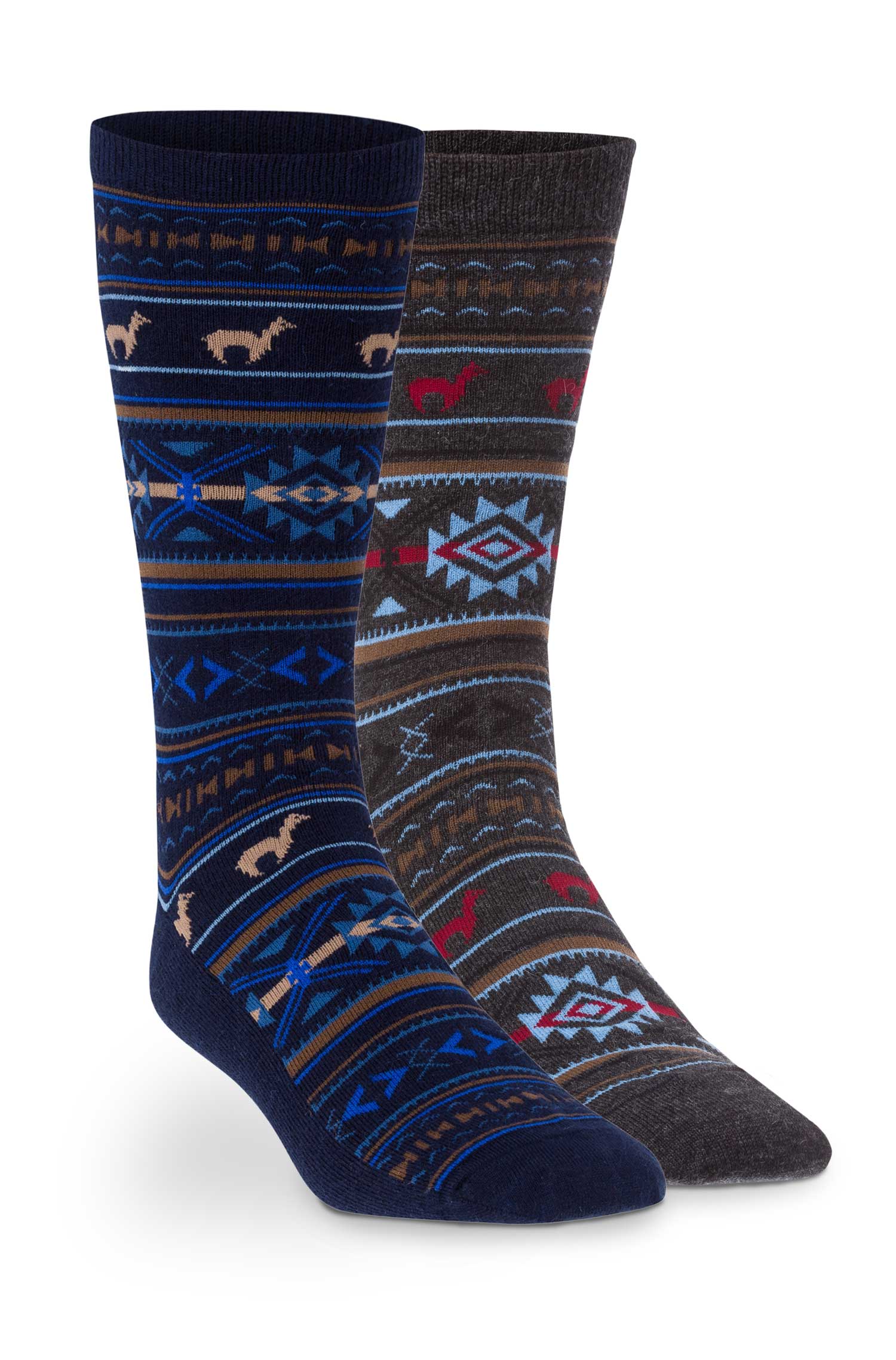 Alpaka Socken JACQUARD aus 70% Baby Alpaka und 25% Pima Baumwolle-grau/blau